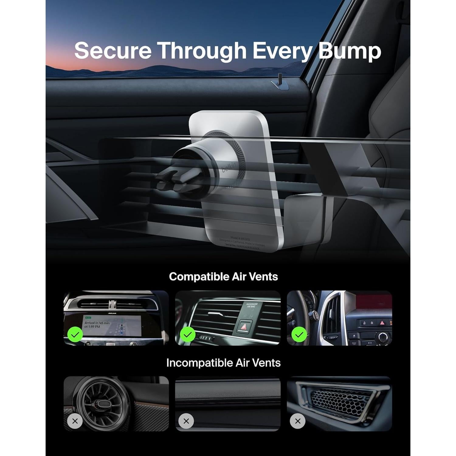 Soporte de Ventilación MagSafe Pro Belkin para iPhone - Gris