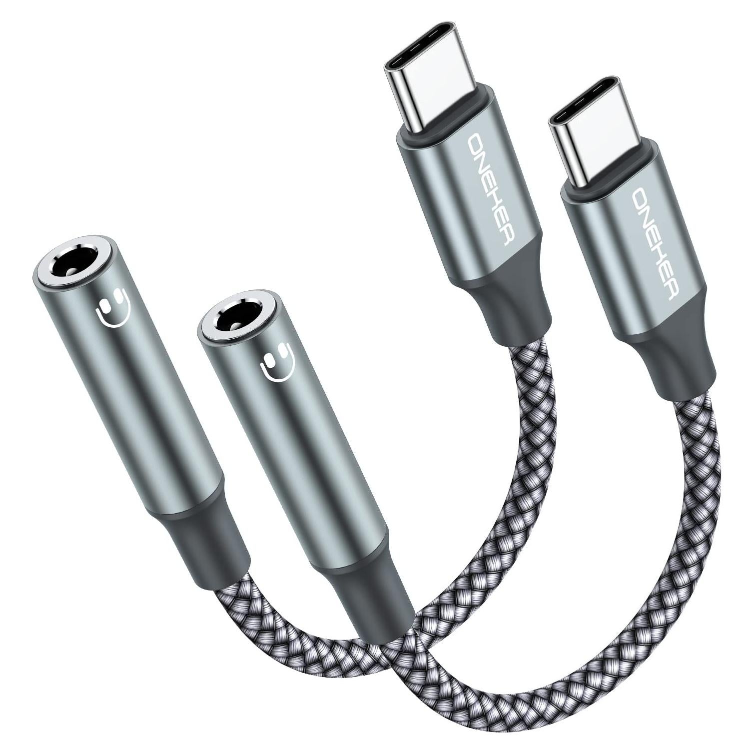 Adaptador USB Tipo C a 3.5mm OneKer - Paquete de 2