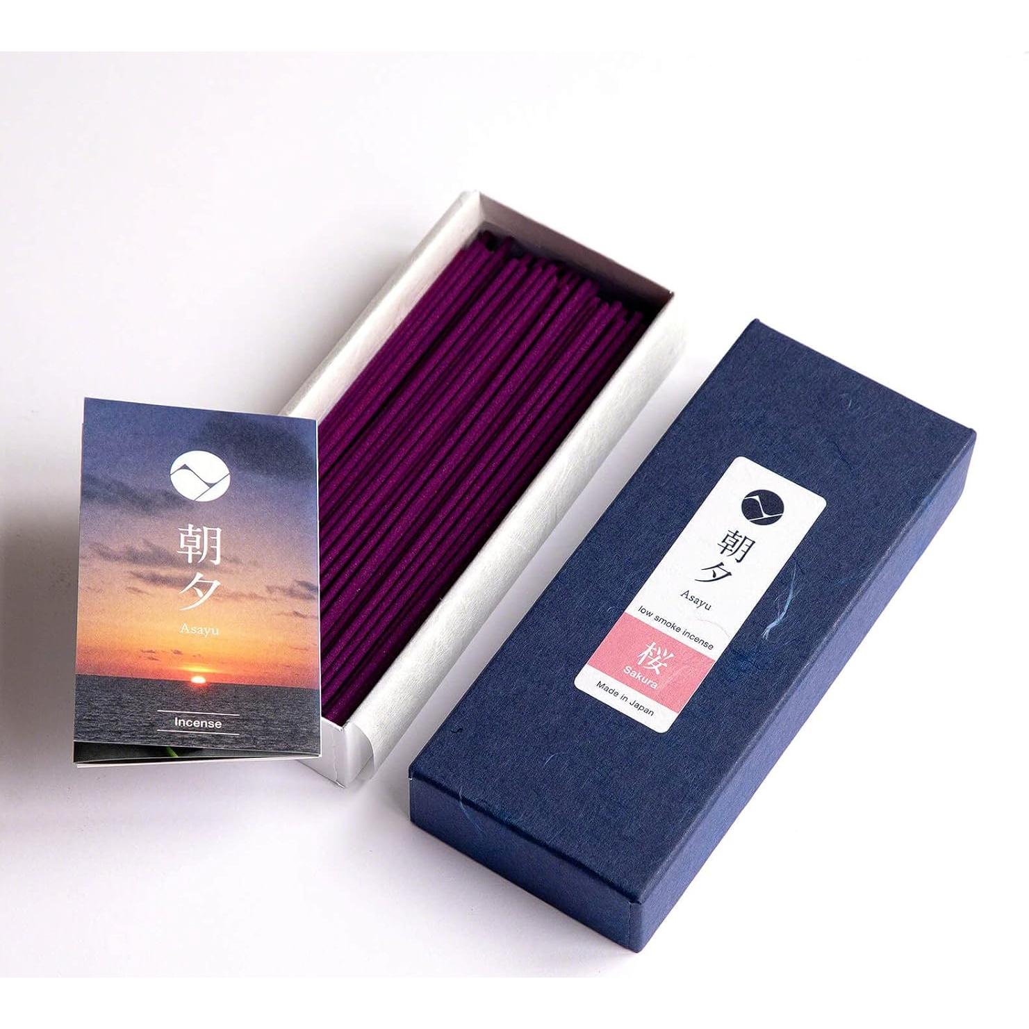 Varitas de Incienso Asayu Japón Flor de Cerezo 40gr Bajo Humo