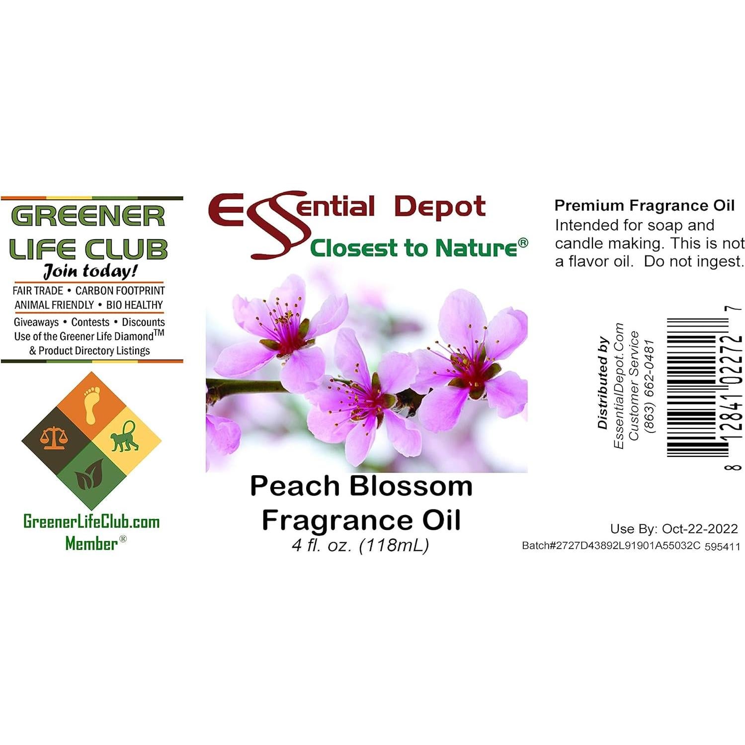 Peach Blossom Fragrance Oil - 4 oz - Supplied in 4 oz. Amber Glass Bottle with Black Phenolic Cone Lined and Safety Sealed Cap
