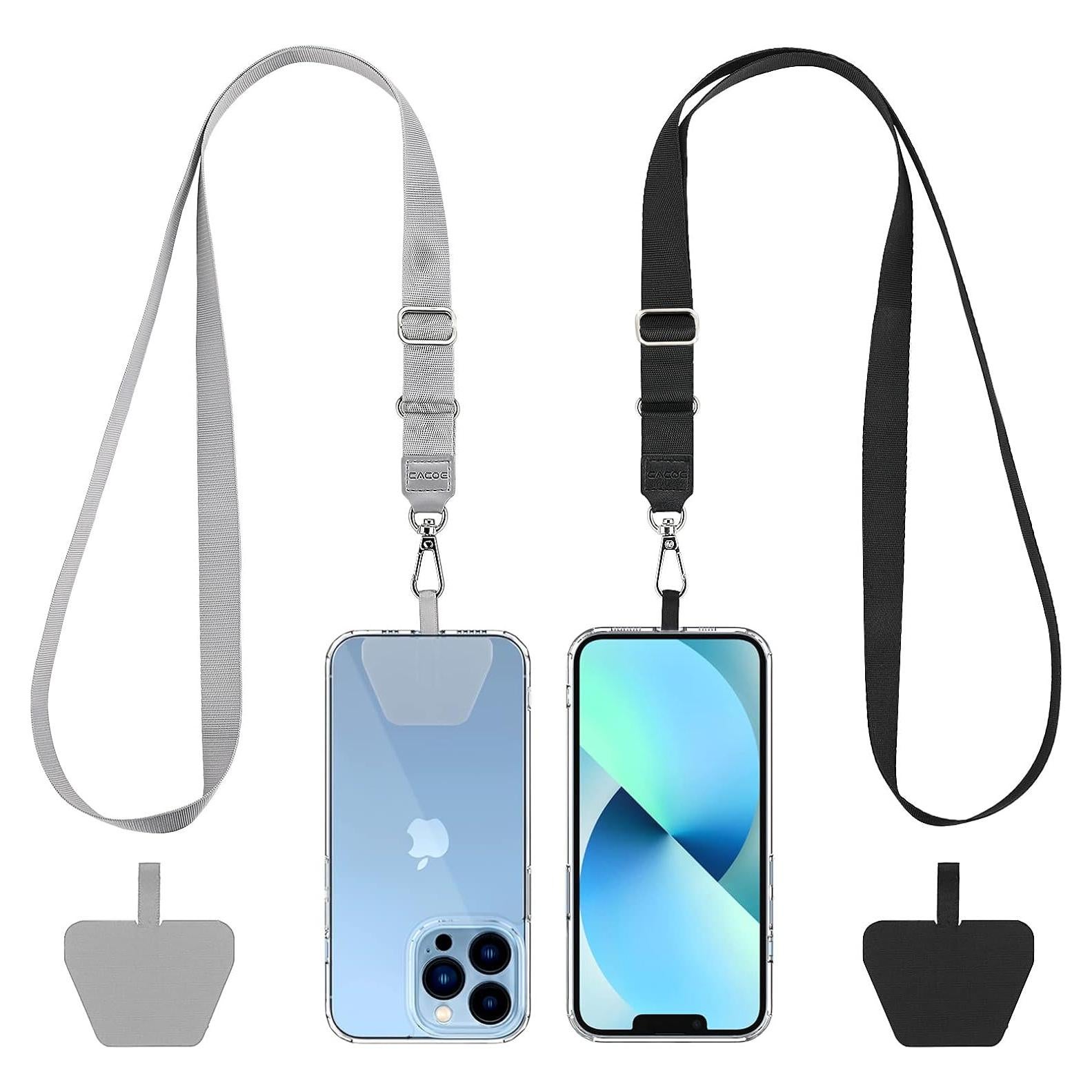 Lanyard Ajustable CACOE para Teléfono Universal Negro+Gris