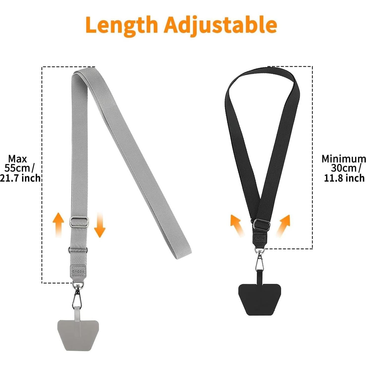 Lanyard Ajustable CACOE para Teléfono Universal Negro+Gris
