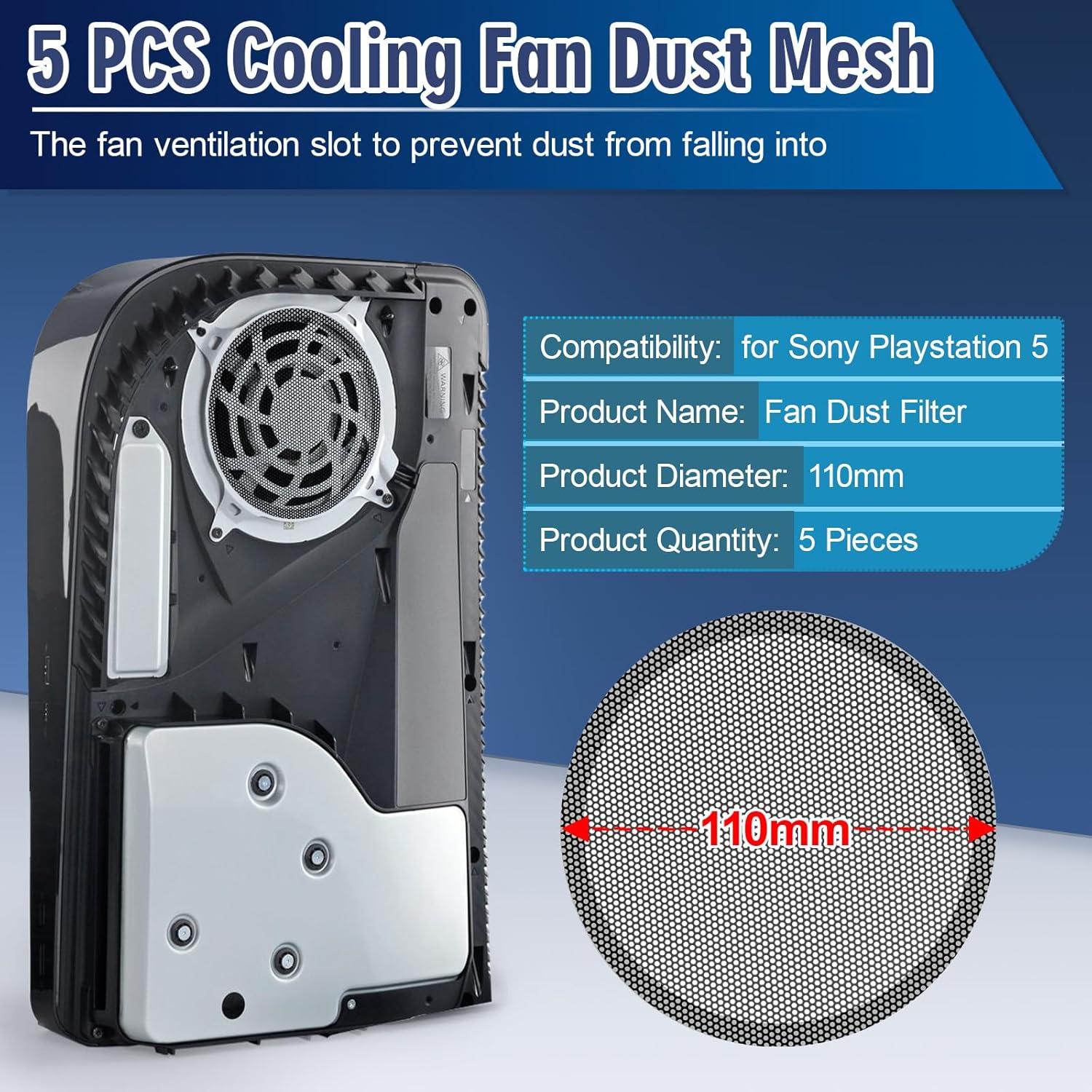 Filtro de Polvo para Ventilador PS5 - 5 Piezas - Gris