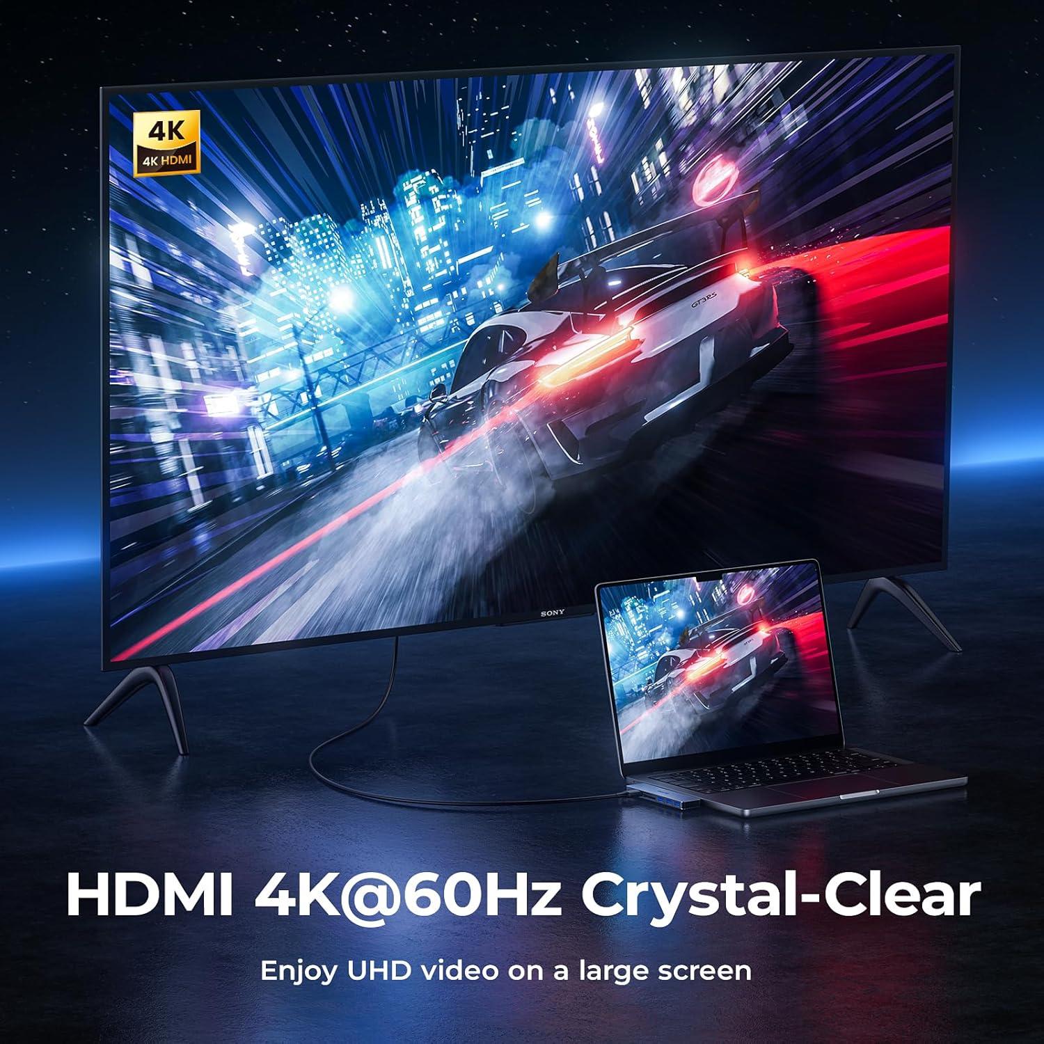 Adaptador USB C Hub HDMI RayCue para MacBook Pro/Air 4K