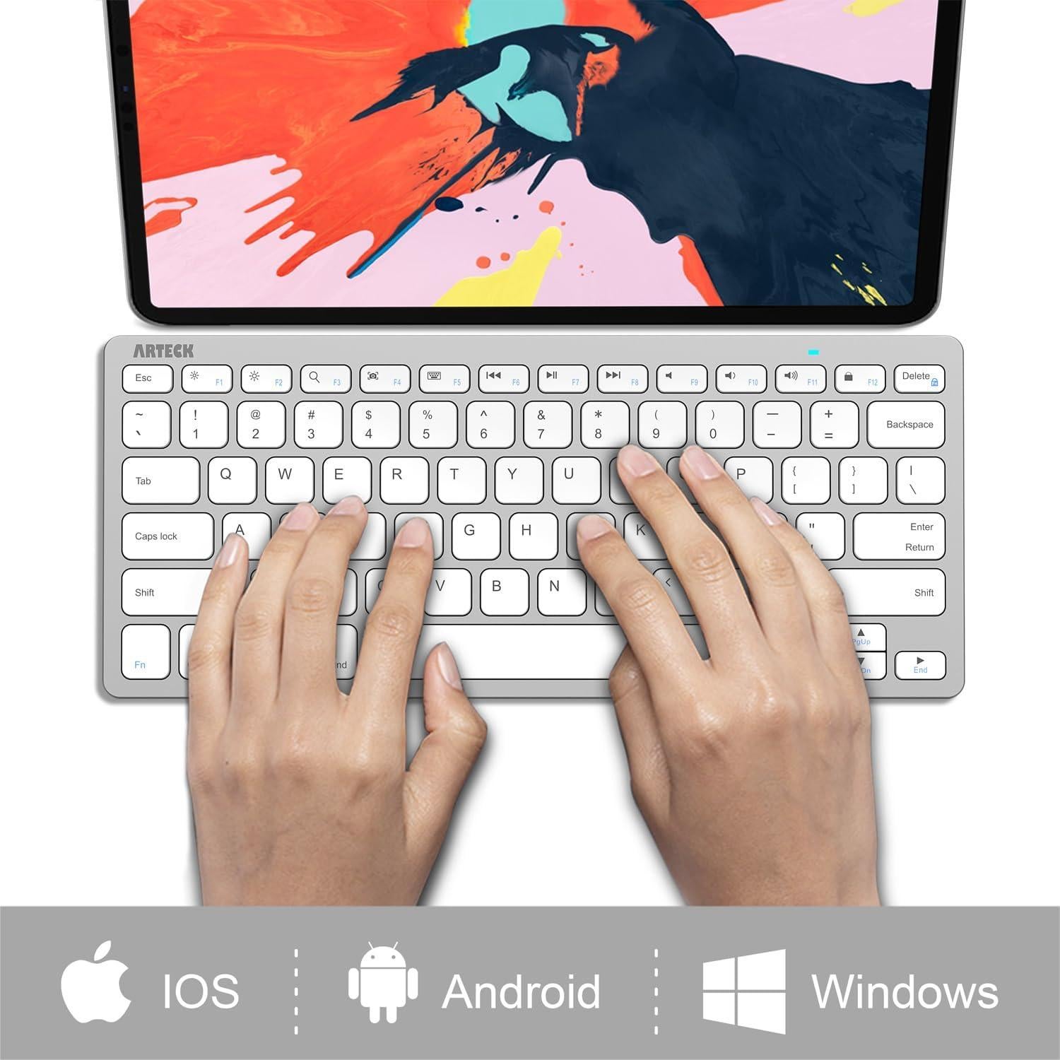 Teclado Bluetooth Arteck HB098 Plata para iPad y más