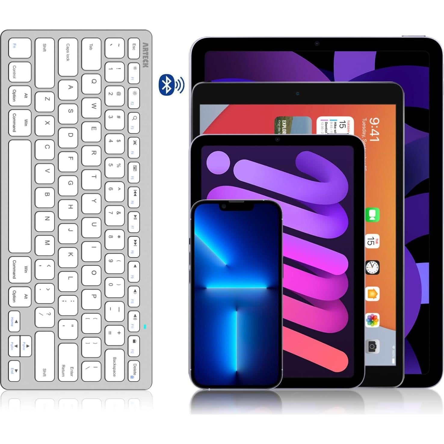 Teclado Bluetooth Arteck HB098 Plata para iPad y más