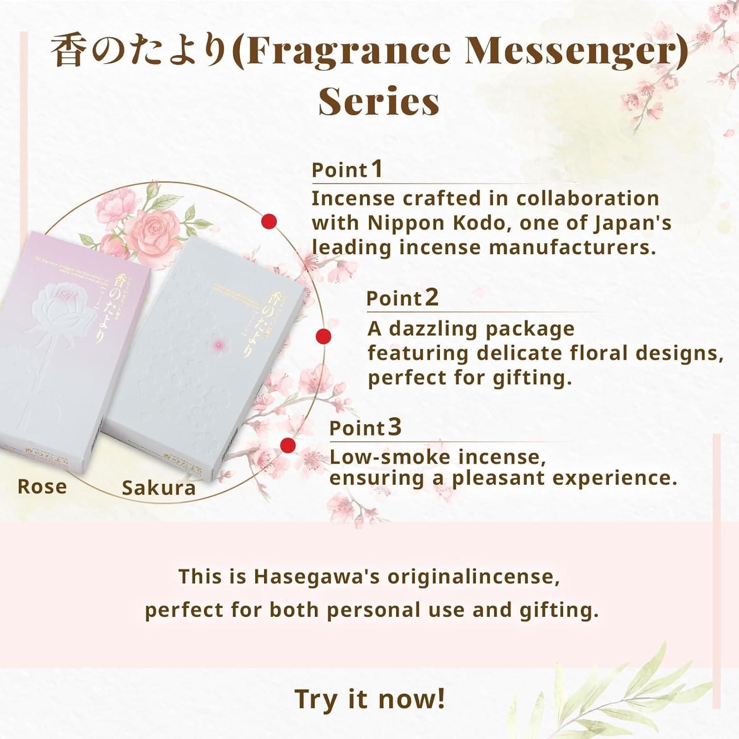 Incienso Hasegawa Kaori no Tayori Rosa 6 cm Bajo Humo 50g