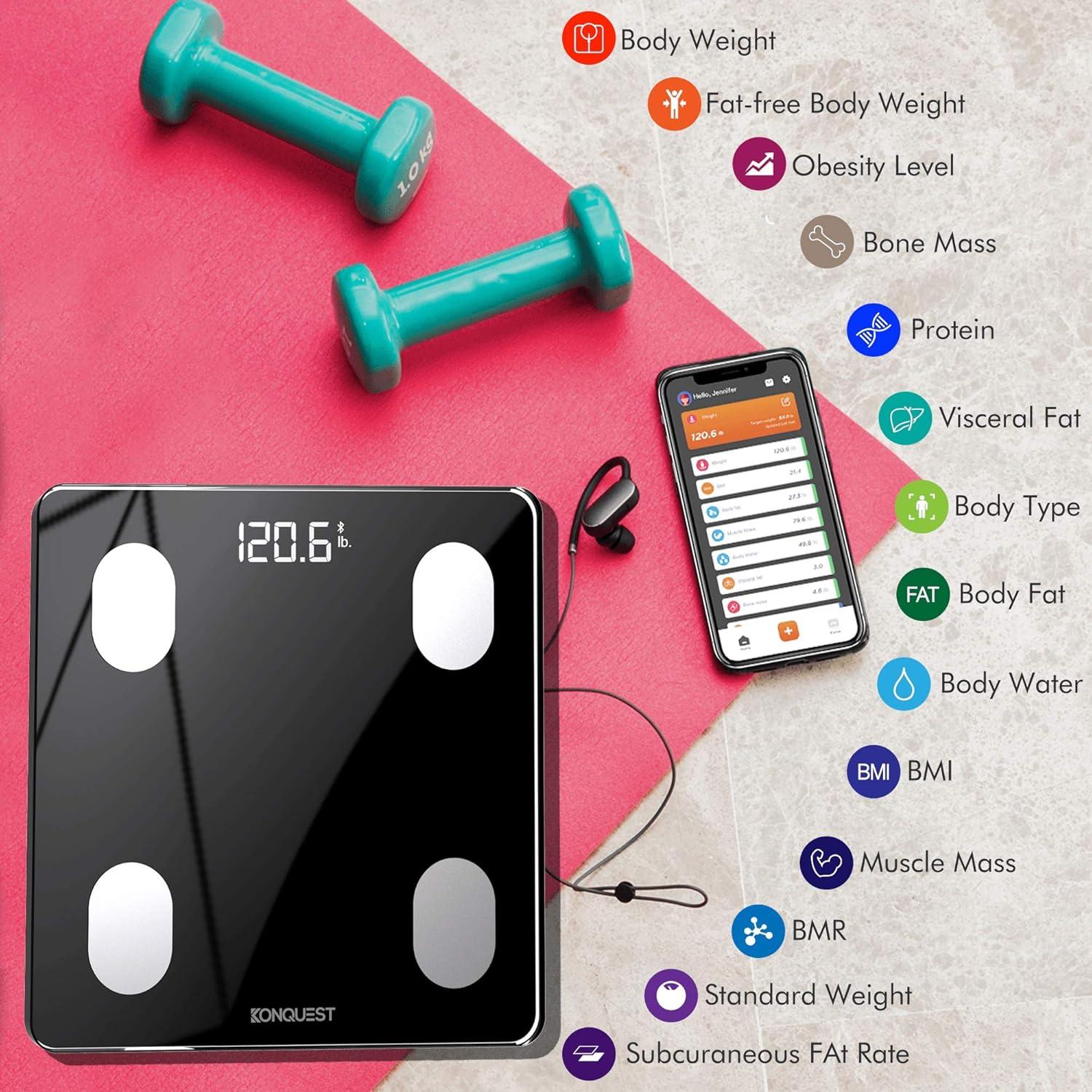 Balanza Inteligente KONQUEST KDS-1003B Bluetooth 181.44 kg - Negro