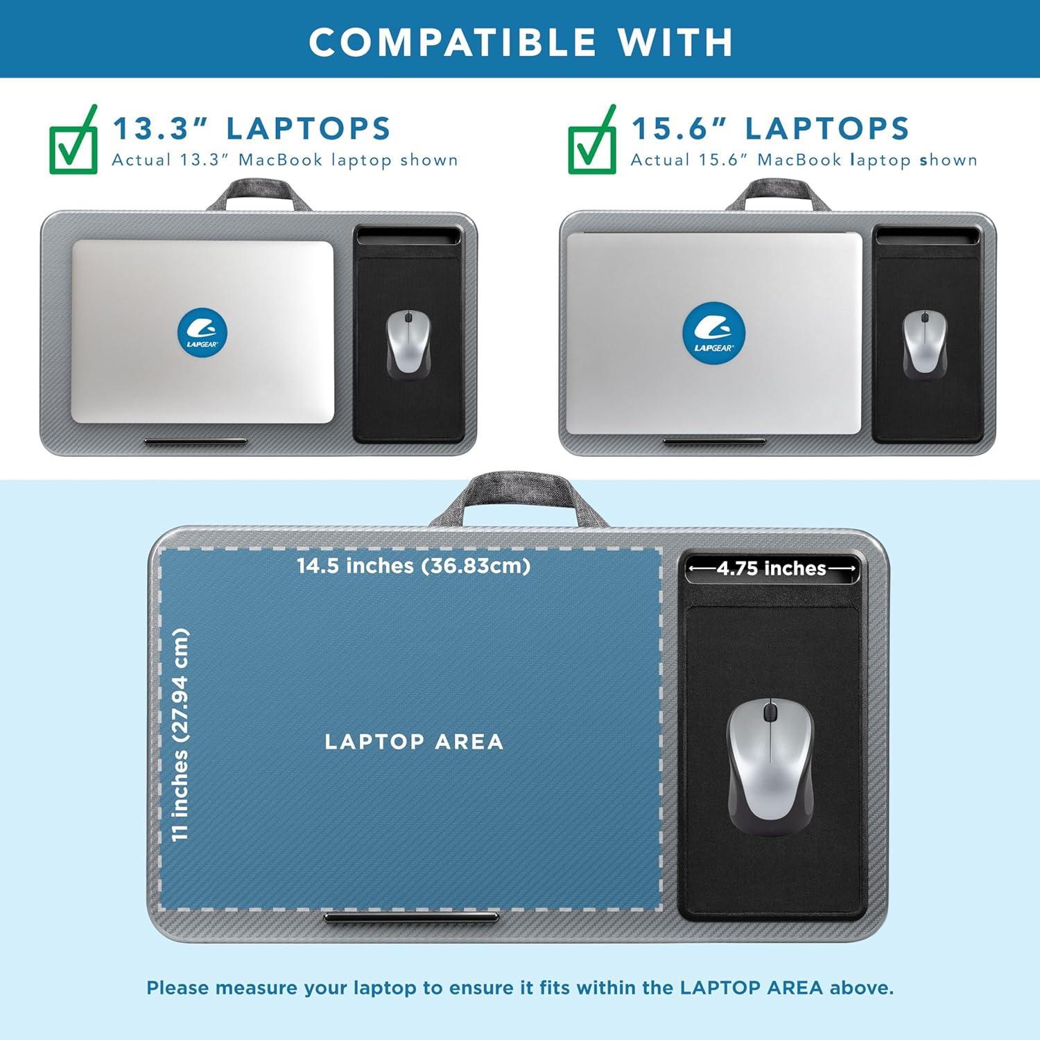 Escritorio de Regazo LapGear Carbono Plateado 53x30 cm