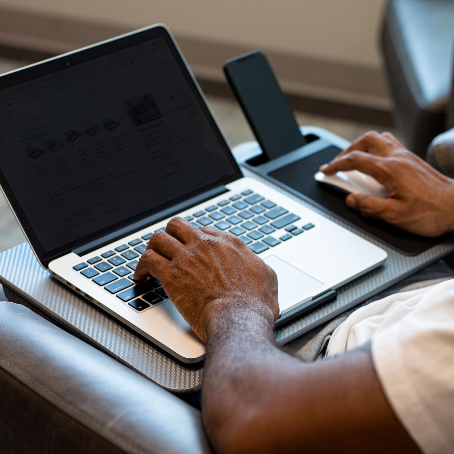 Escritorio de Regazo LapGear Carbono Plateado 53x30 cm