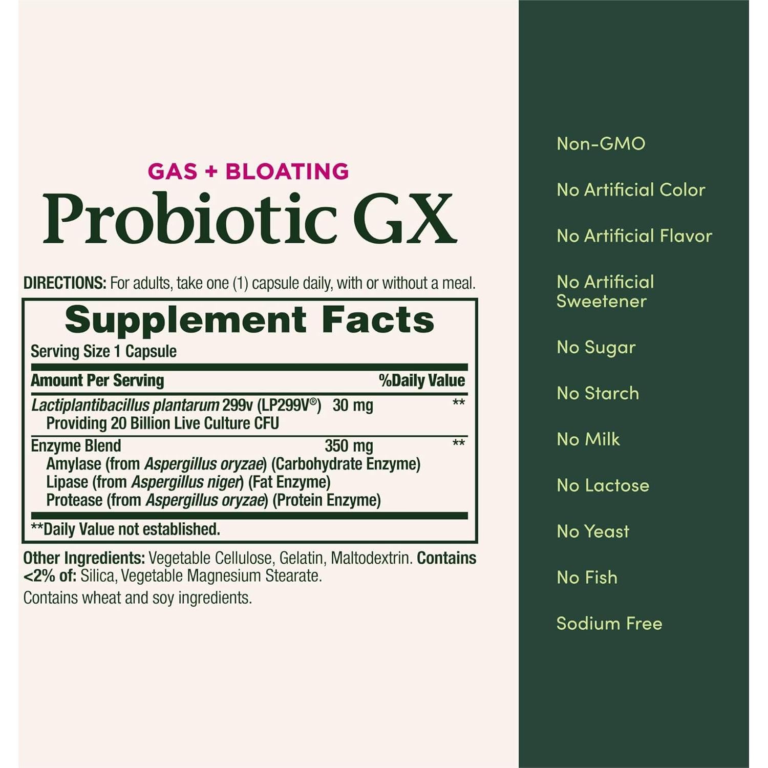 Probiotico GX Nature's Bounty 25 Cápsulas para Salud Digestiva
