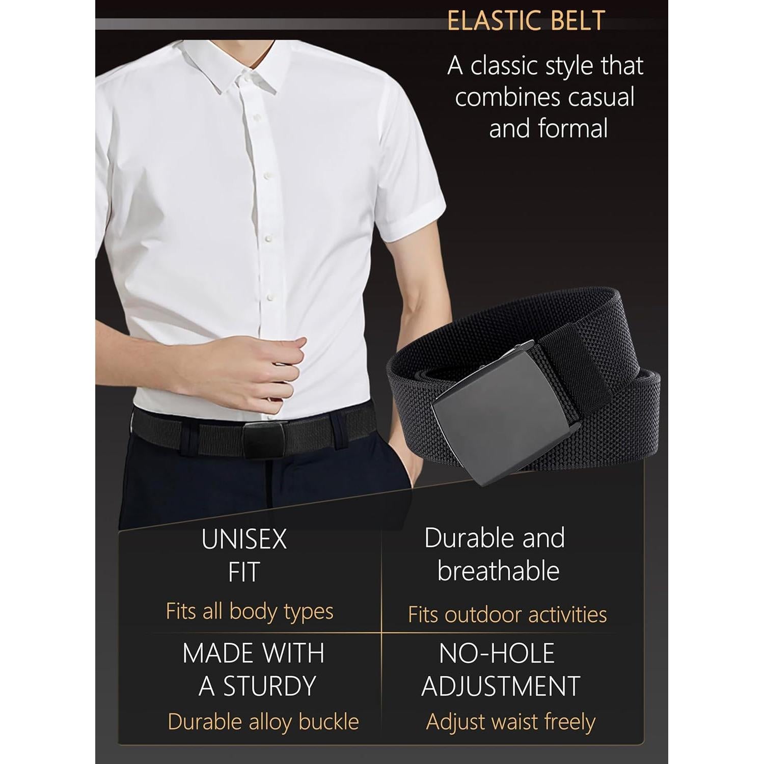 Cinturón Táctico Ajustable JIFANPAUL para Hombres - Nylon Elástico