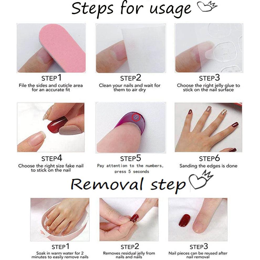 Uñas Falsas Rosa Foccna 24pcs Almendra con Flores 3D