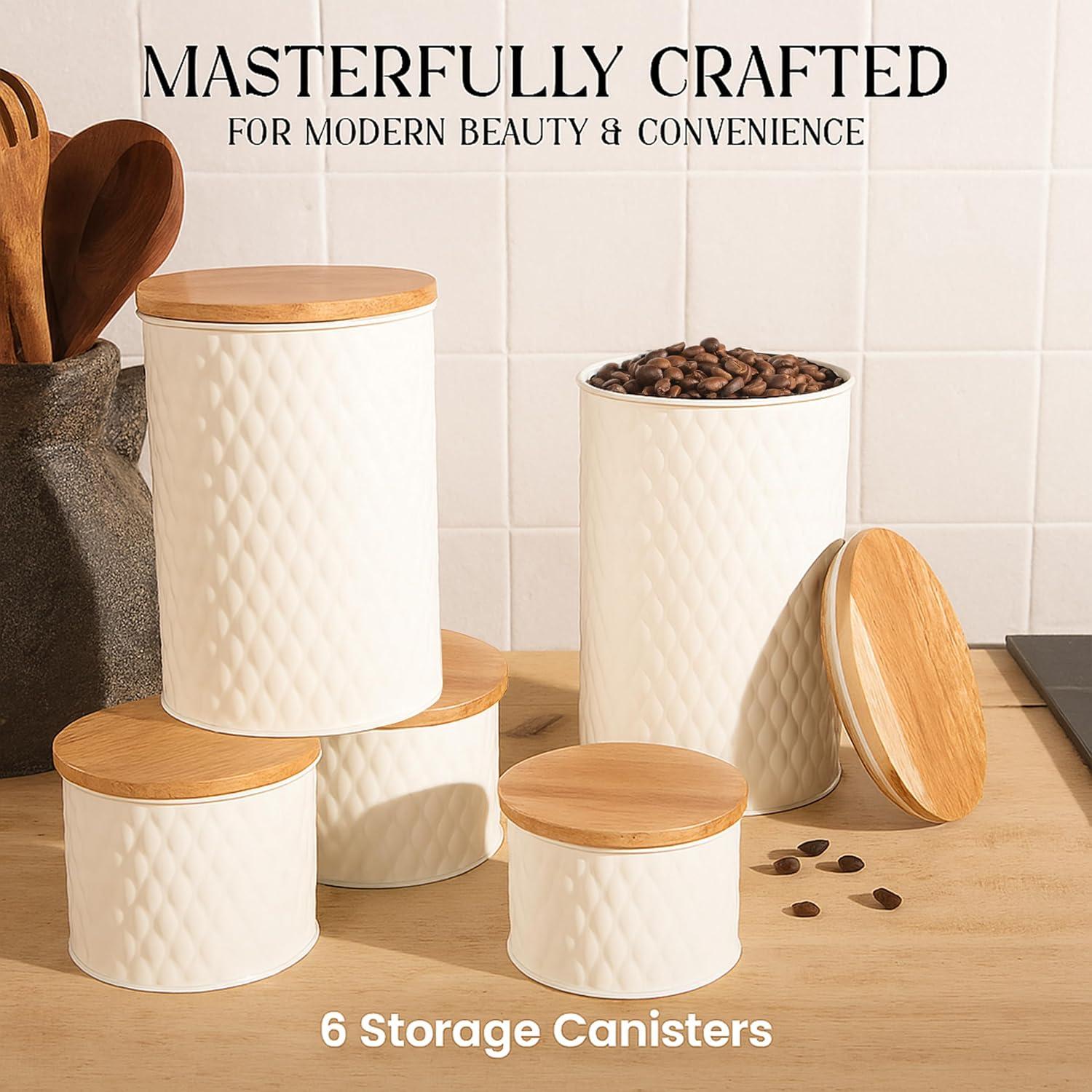 Juego de 6 Tarros de Almacenamiento Alasitas - Metal y Madera