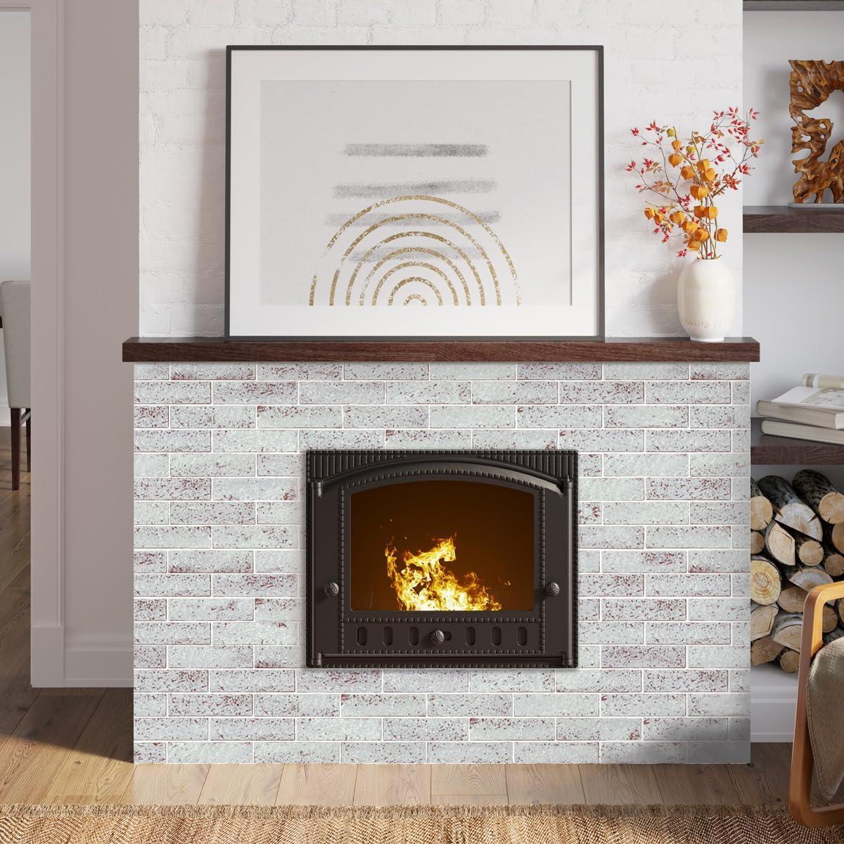 Azulejos de Pared 3D TORURAL Ladrillo Falso Rojo Blanqueado - 2 Piezas