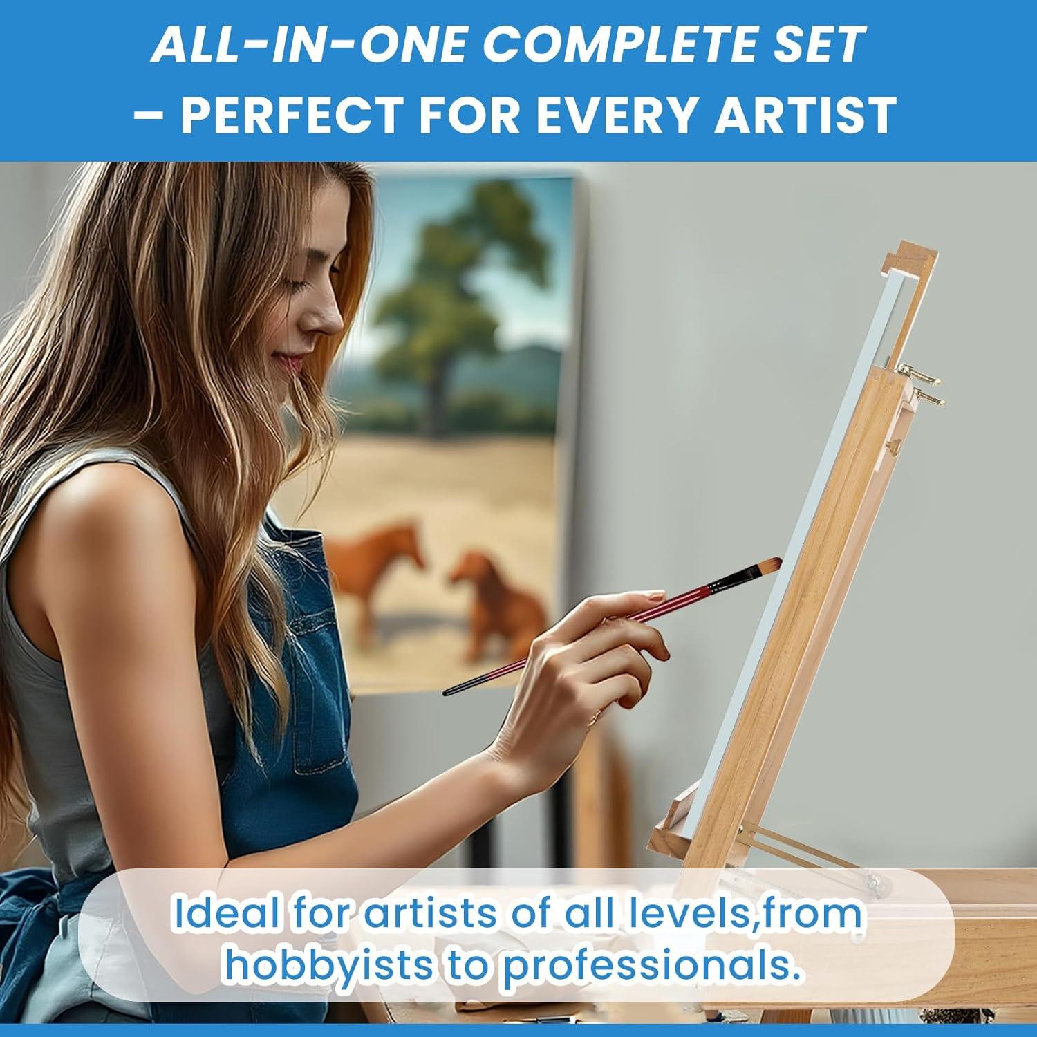 Kit de Pintura Cayendo en el Arte - Caballete de Mesa 28 Pcs