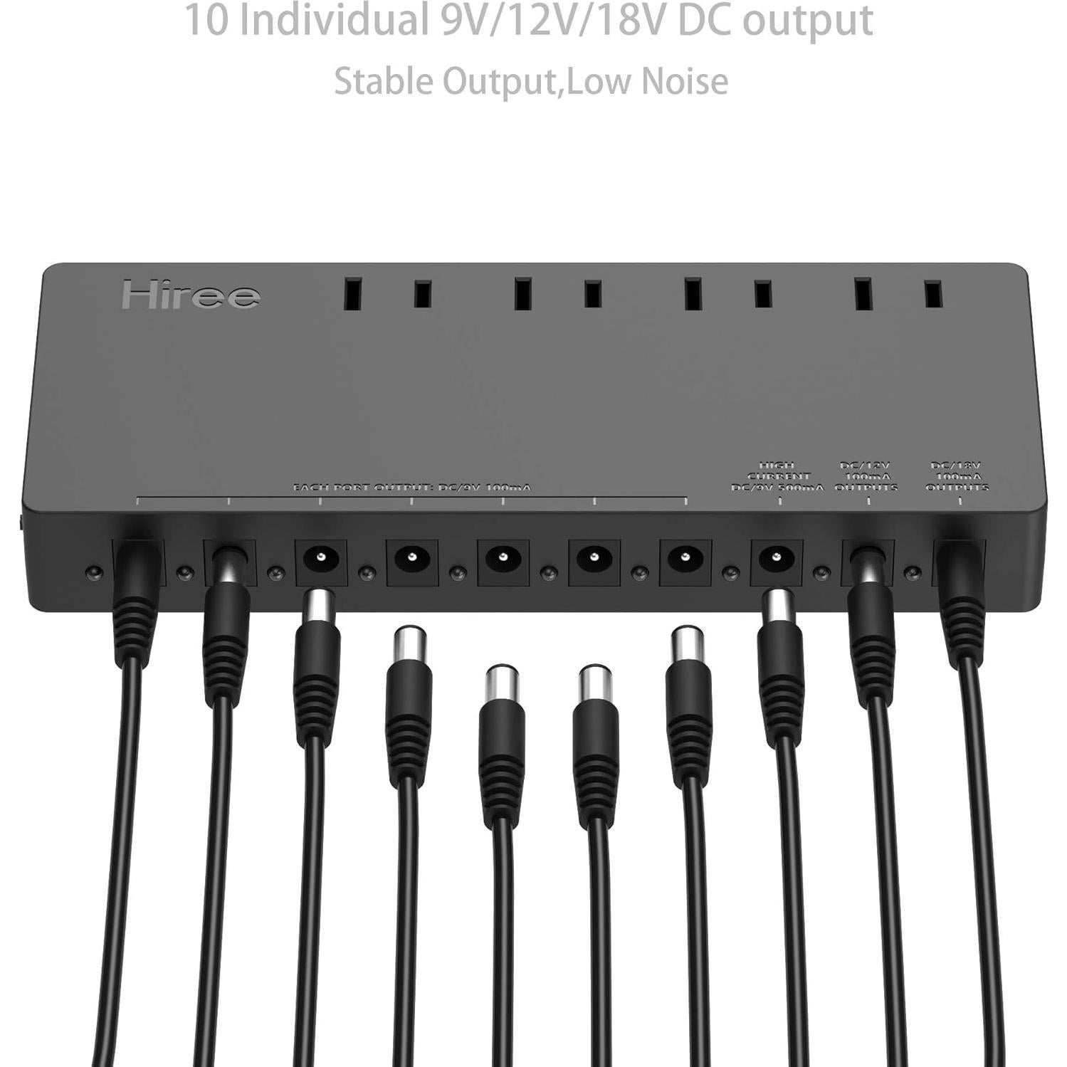 Fuente de Alimentación Hiree para Pedales de Guitarra 10 Salidas DC 9V/12V/18V