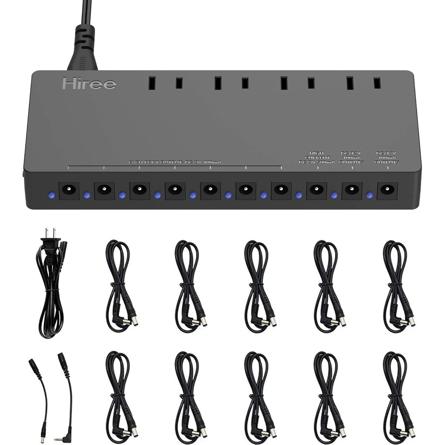 Fuente de Alimentación Hiree para Pedales de Guitarra 10 Salidas DC 9V/12V/18V