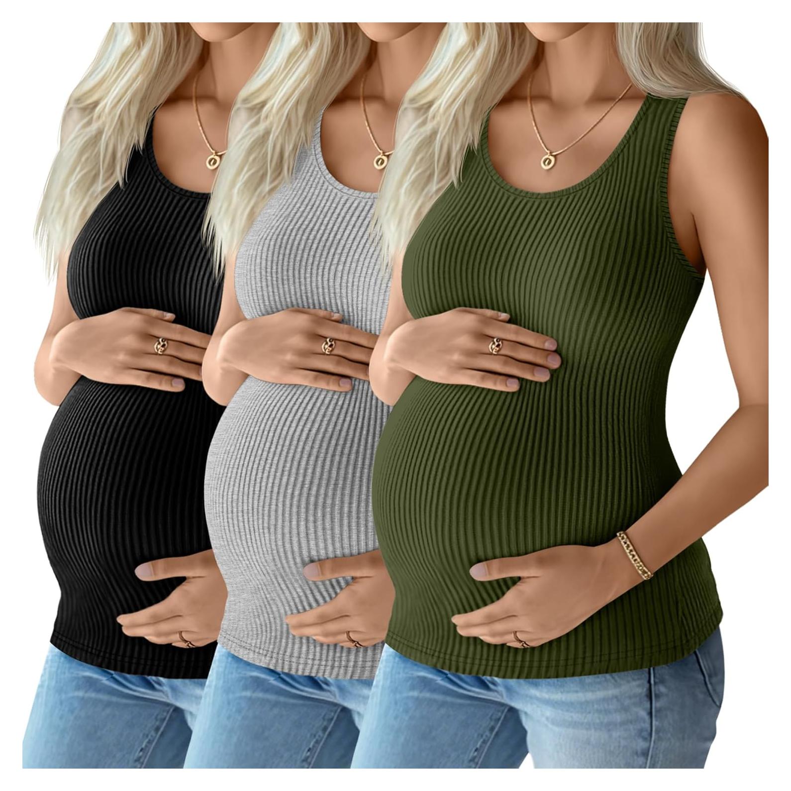 Paquete de 3 Camisetas Sin Mangas Maternidad Algodón Verano