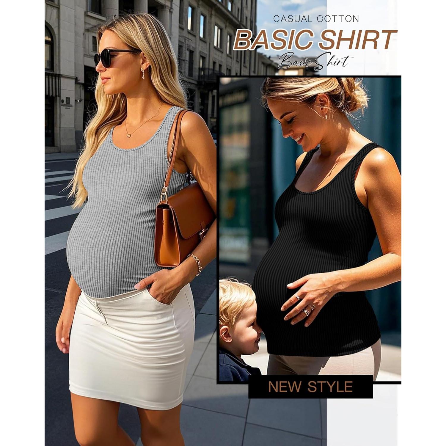 Paquete de 3 Camisetas Sin Mangas Maternidad Algodón Verano