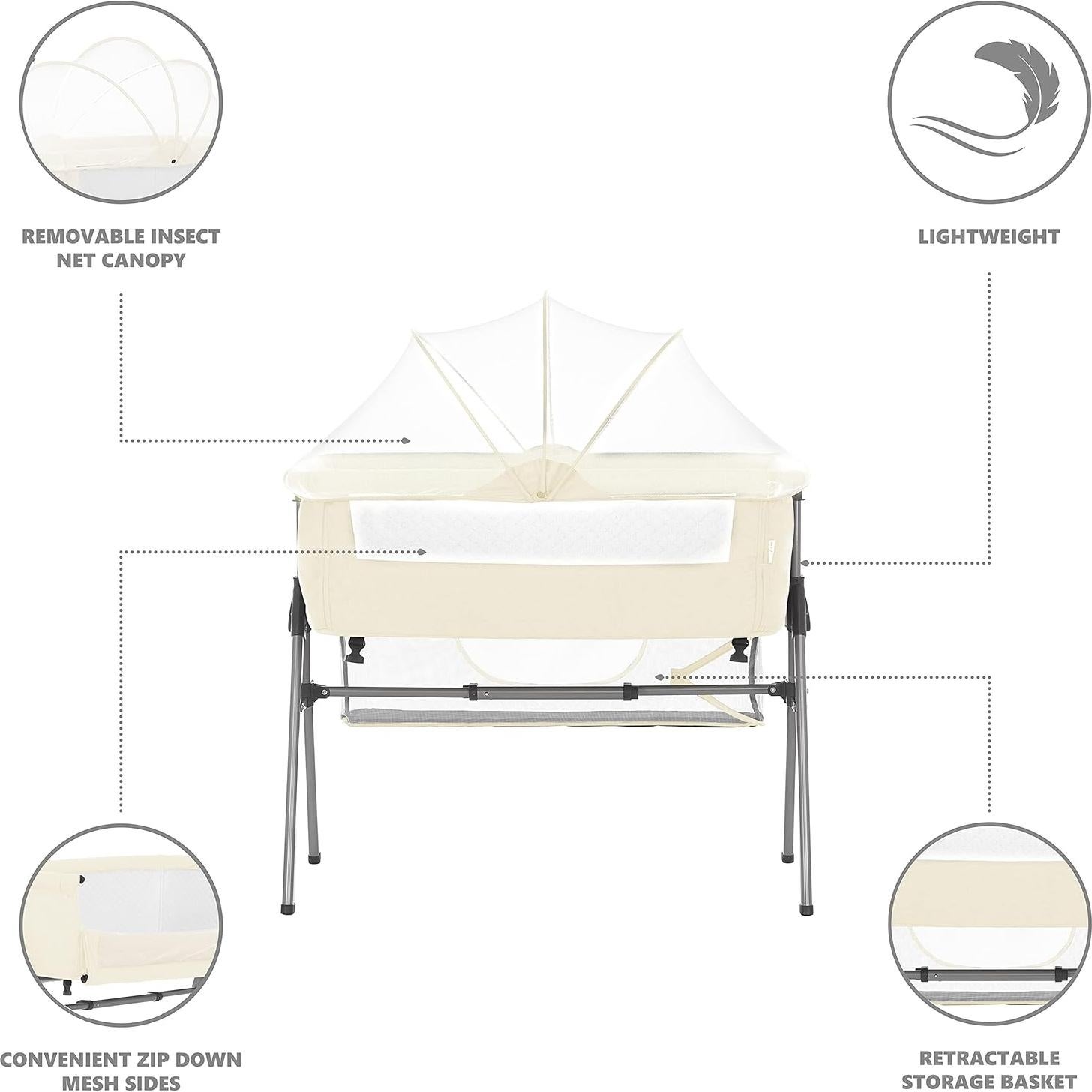 Cuna Lotus Dream On Me Marfil Portátil Ajustable 94x57cm