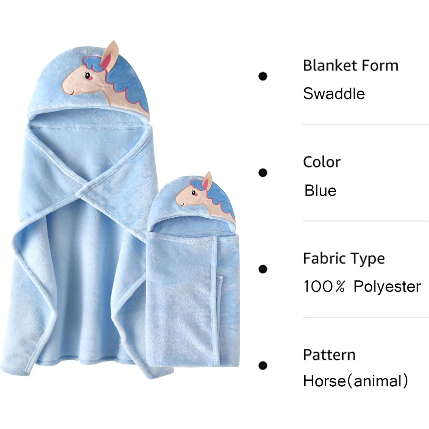 Bata de Baño con Capucha TONWHAR para Bebés 0-4 Años - Caballo Azul