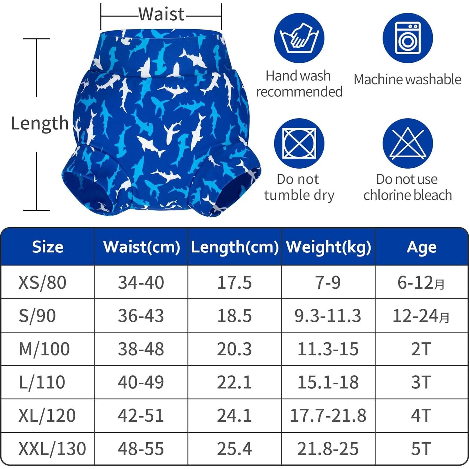 Pañales de Natación Reutilizables BIG ELEPHANT 3pcs Azul