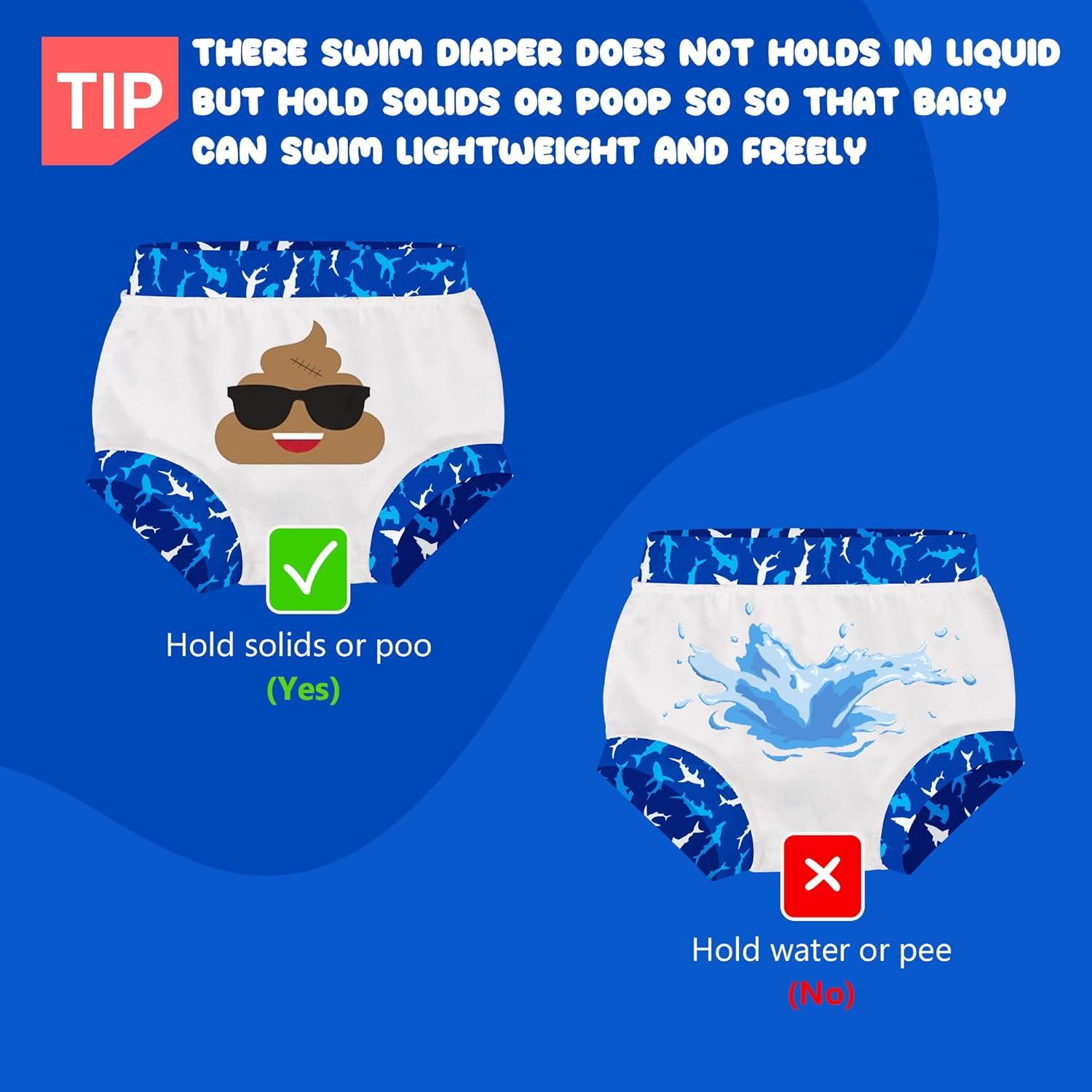 Pañales de Natación Reutilizables BIG ELEPHANT 3pcs Azul