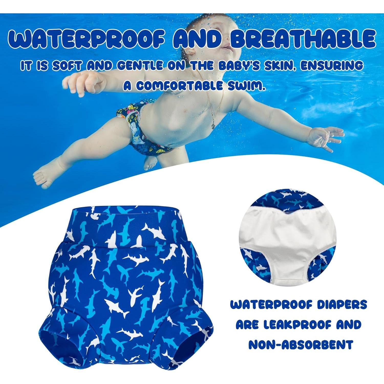 Pañales de Natación Reutilizables BIG ELEPHANT 3pcs Azul