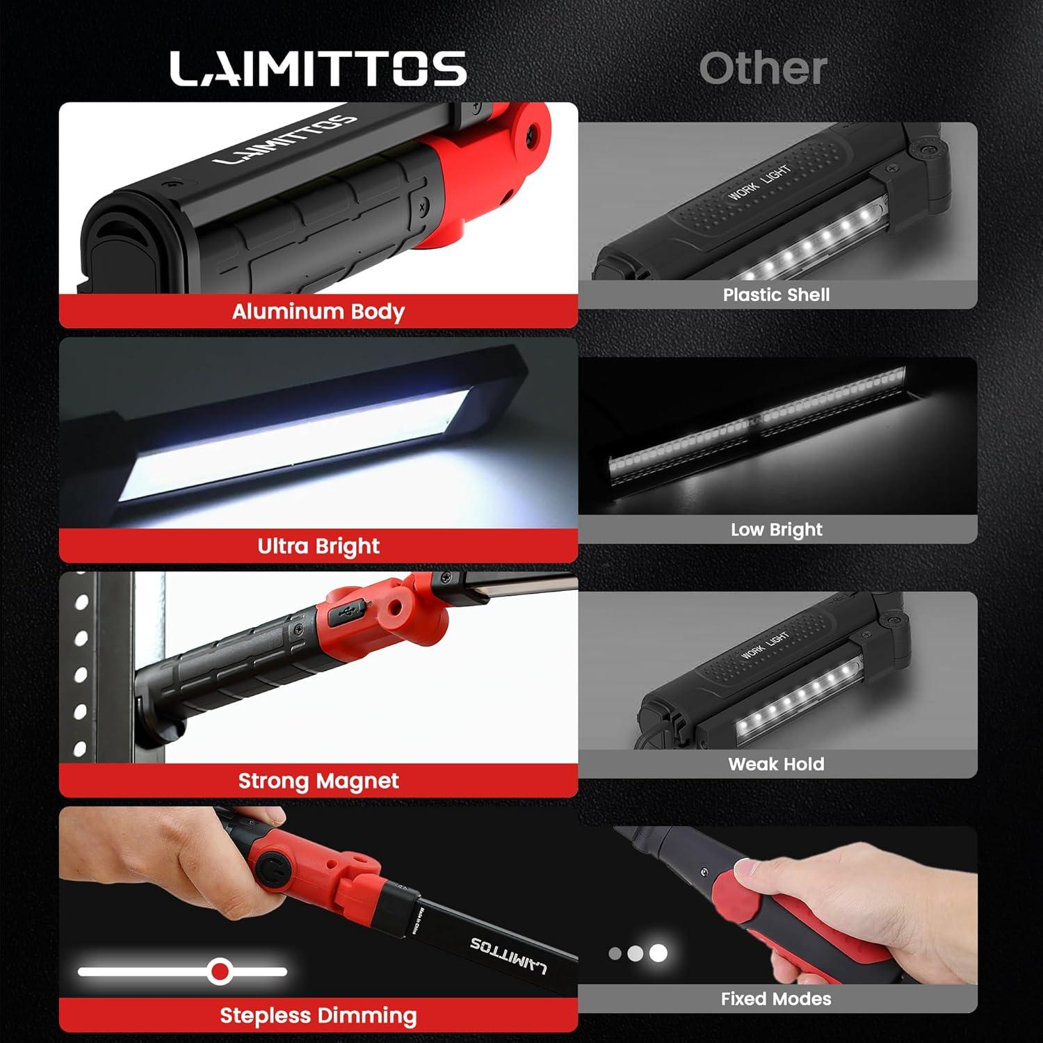 Luz de Trabajo LED Recargable LAIMITTOS 350 Lúmenes Plegable