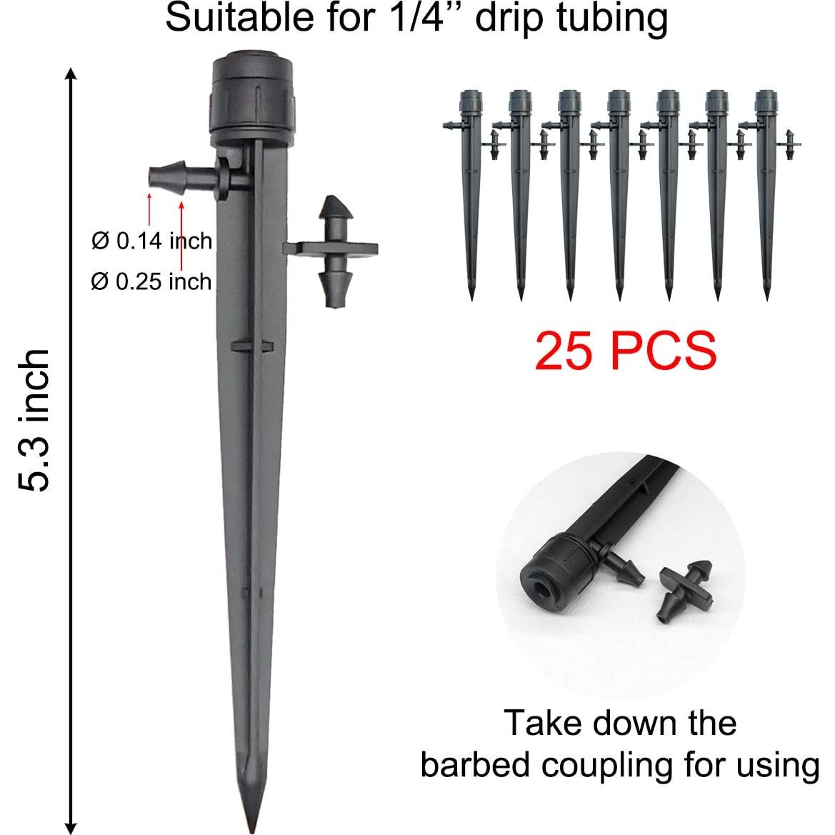 25 Emisores de Riego por Goteo Topiverse, Flujo Ajustable 0-75.7 LPH