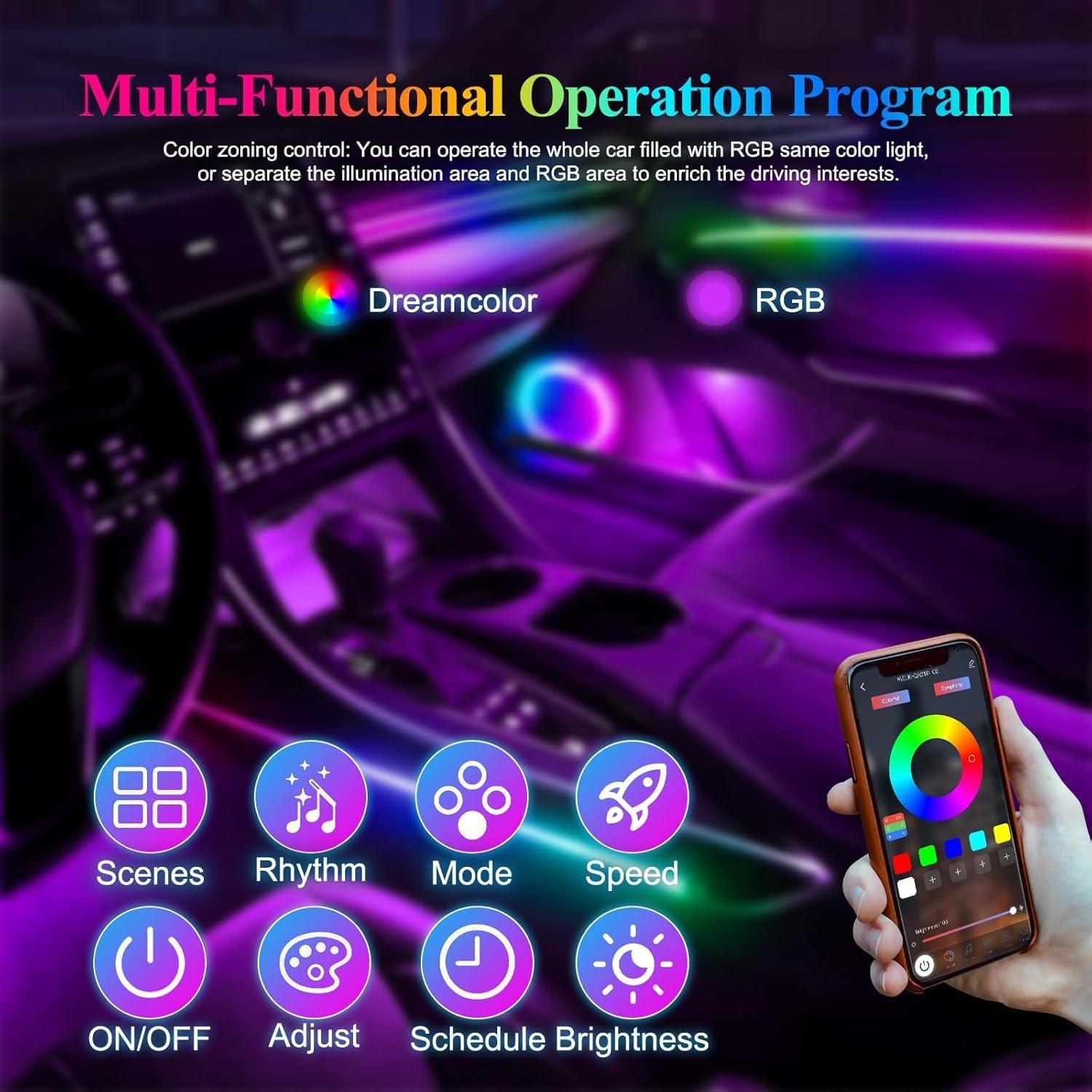 Tira de luz LED interior de coche EJ's SUPER CAR 10 en 1