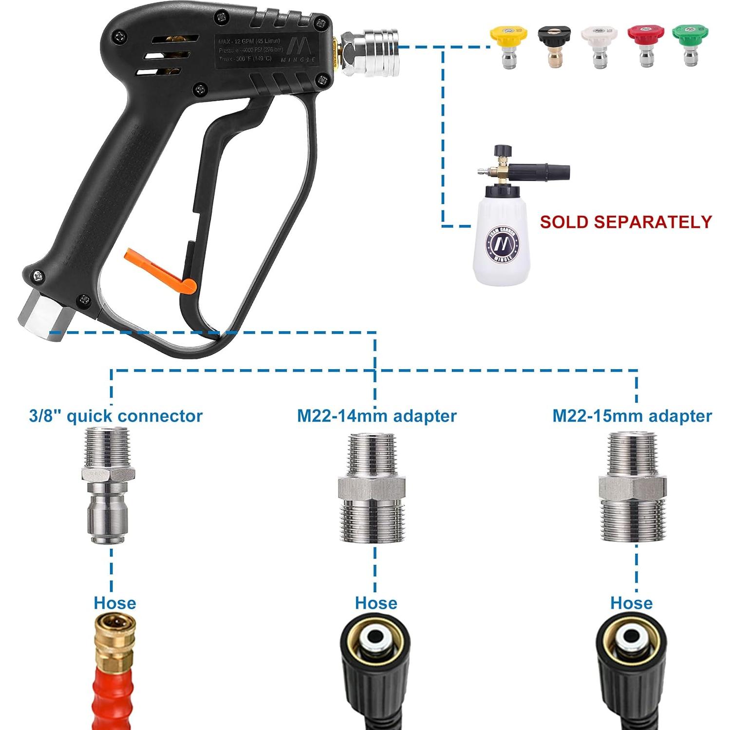 Pistola de Lavado a Presión M MINGLE Giratoria 360° 4000 PSI