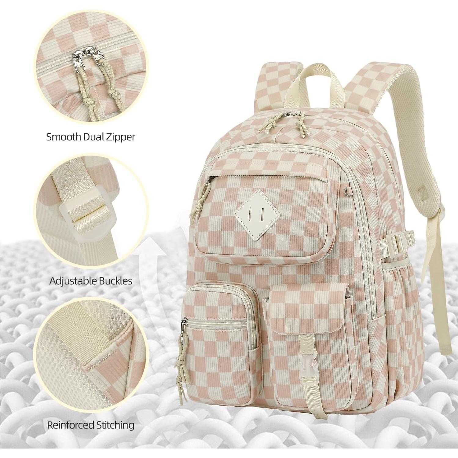 Mochila Escolar Corduroy Lrenagao 42x31cm 15.6" Laptop Unisex