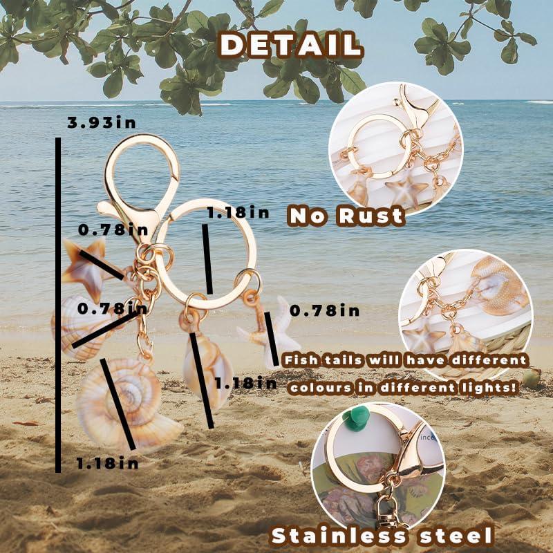 Llavero de Concha YALLNASL con 5 Encantos de Playa