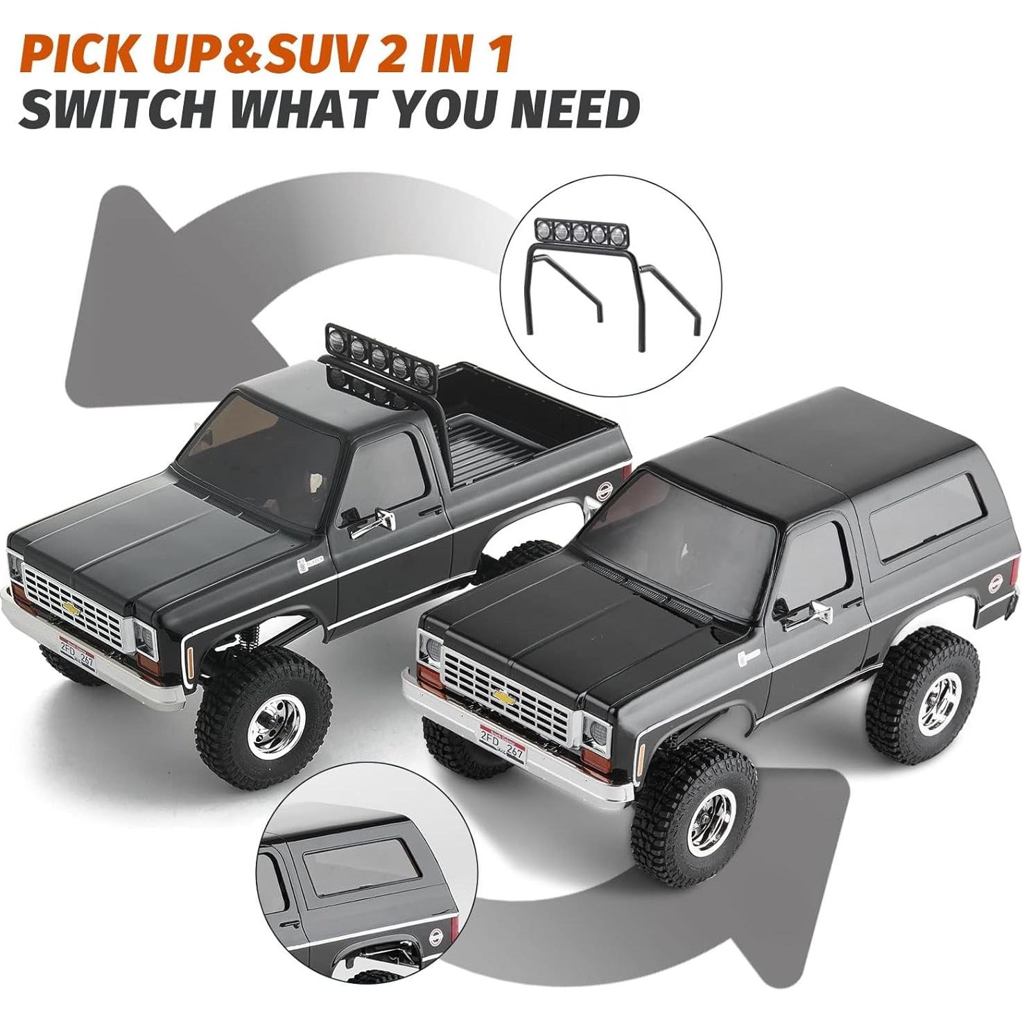 Coche RC 4WD FMS K5 Blazer 1/24 Todo Terreno Negro