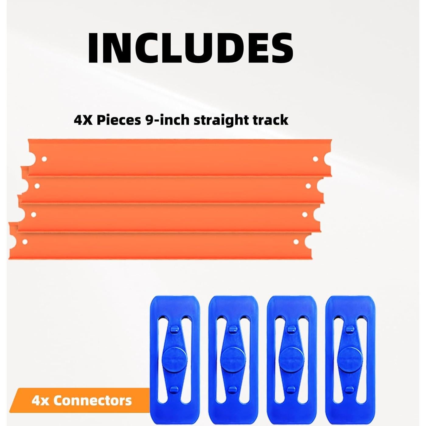 Juego de Pistas Rectas K TOMOTO 3FT para Hot Wheels - 8 Piezas