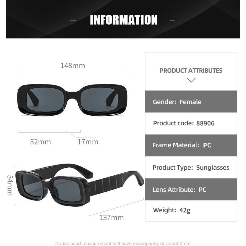 Gafas de sol retro unisex ADMIRANDO UV400 cuadradas negras