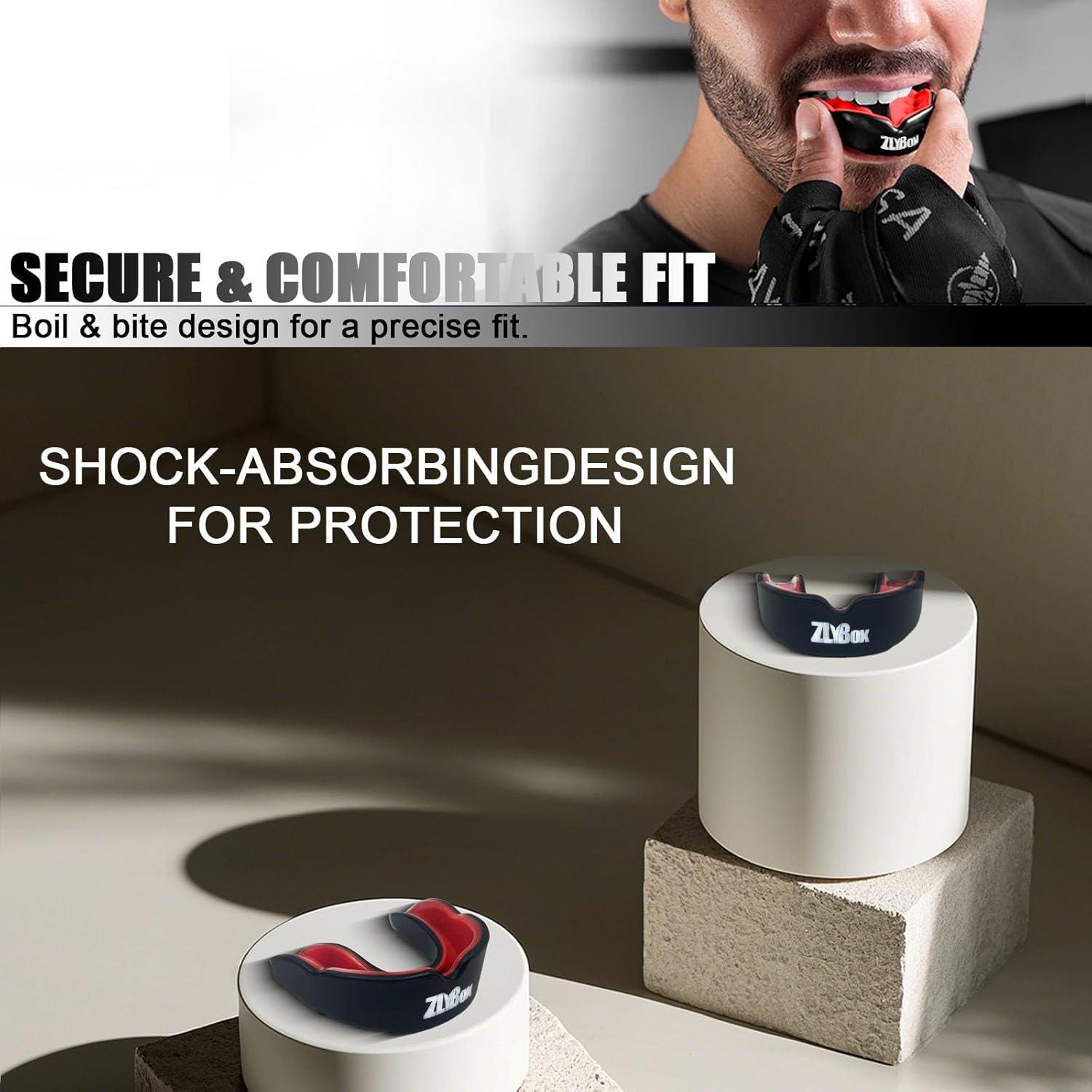 Protector Bucal Deportivo Doble Capa EVA Negro Rojo