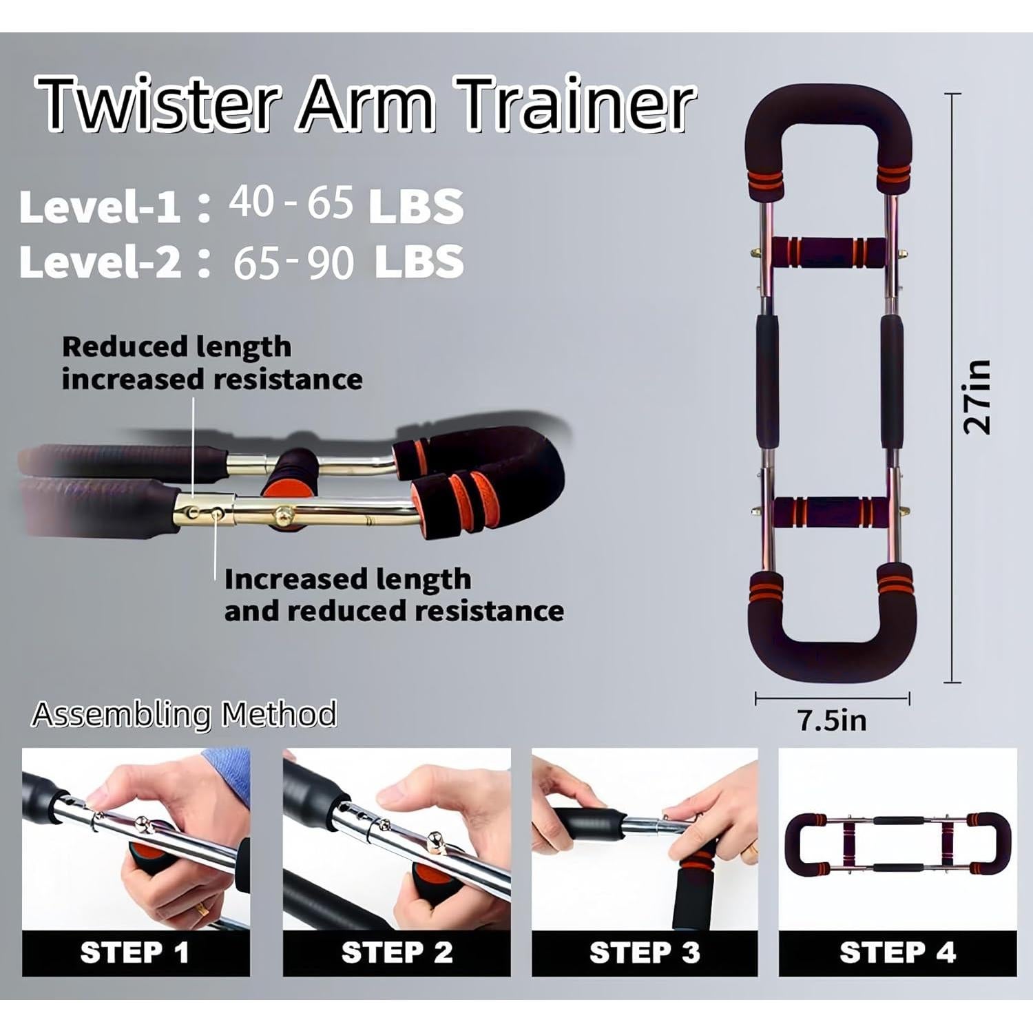 Entrenador de Brazo Twister PEOERP 18-45 kg Ajustable Fitness