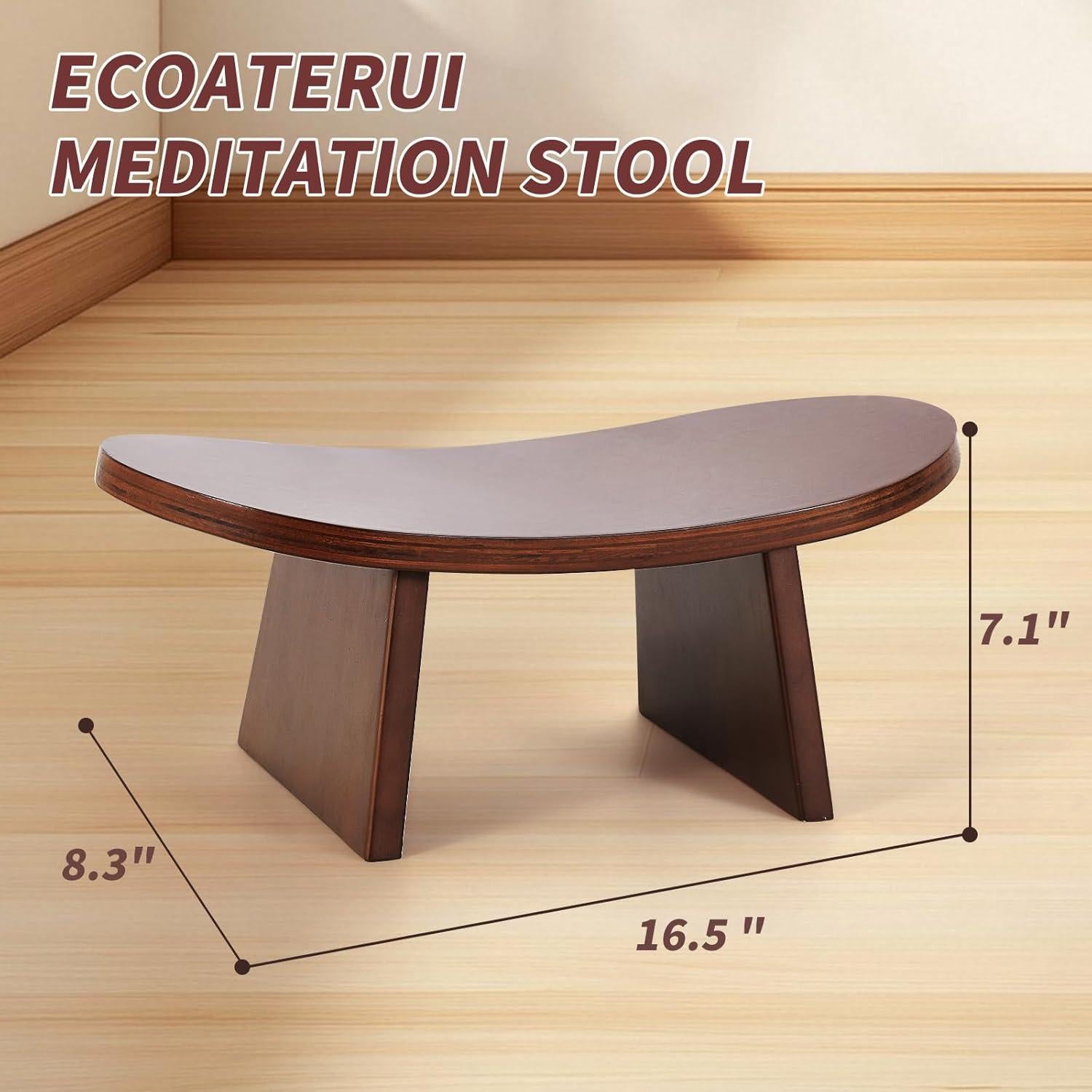 Banco de Meditación Ecoaterui de Madera Ergonómico 21x42 cm