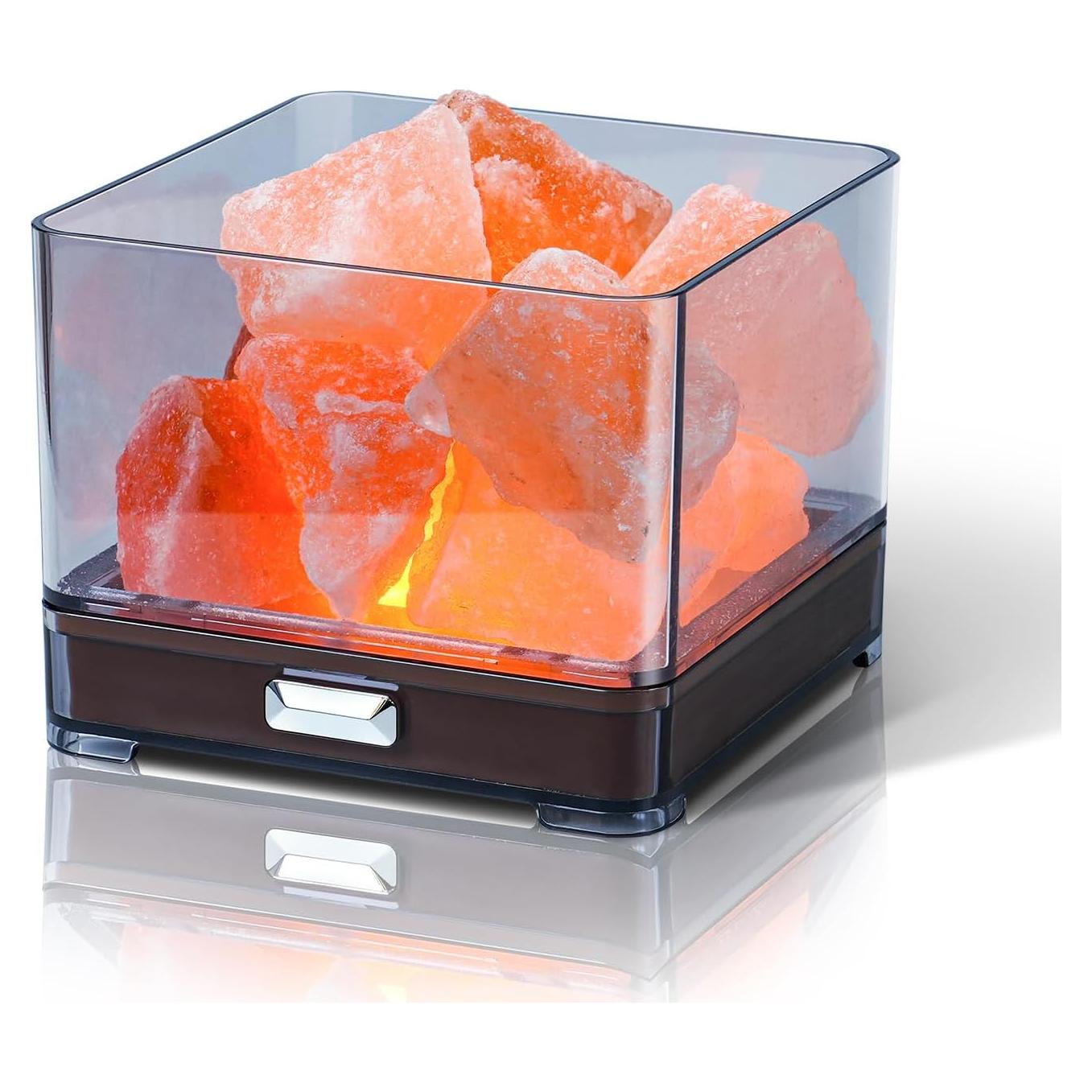 Lámpara de Sal del Himalaya HISUNY Táctil LED 23.6cm Rosa