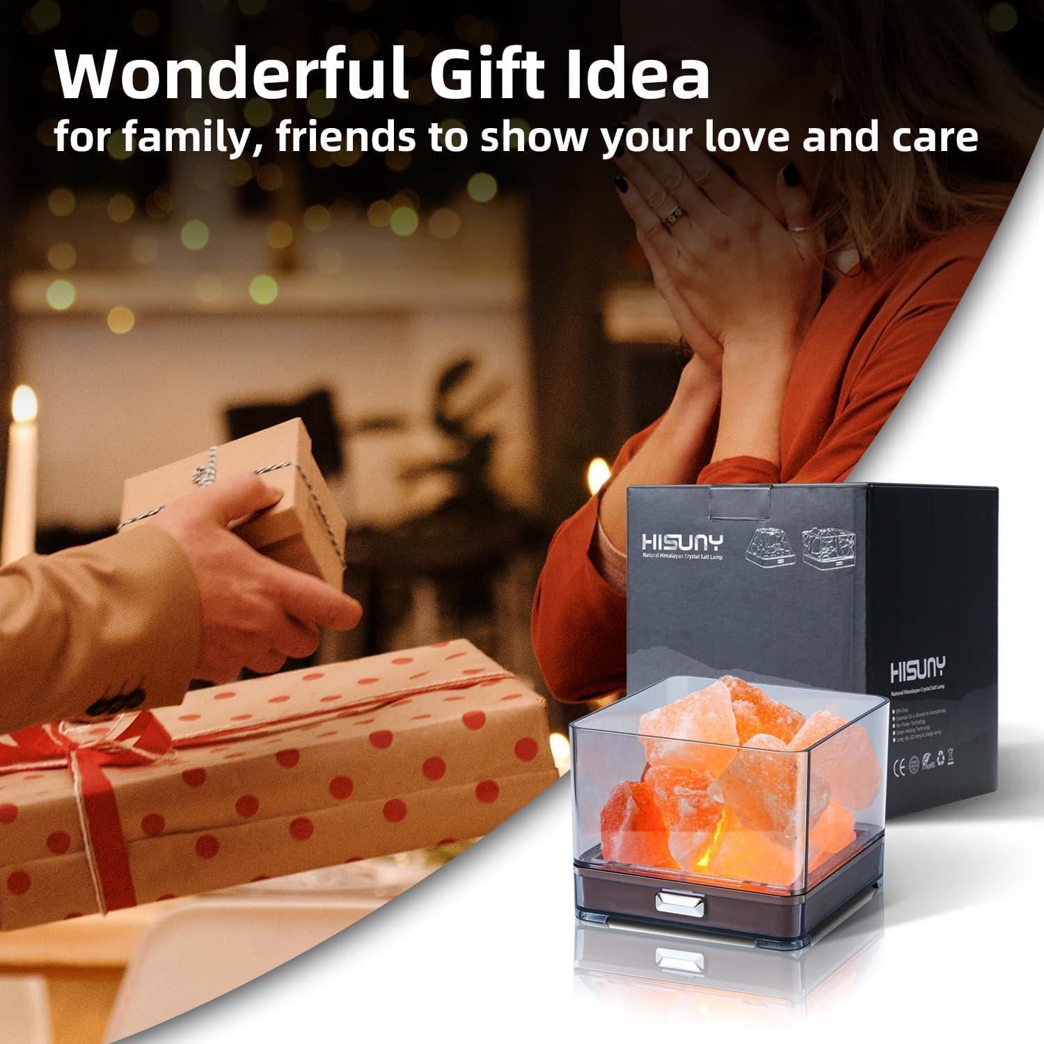 Lámpara de Sal del Himalaya HISUNY Táctil LED 23.6cm Rosa