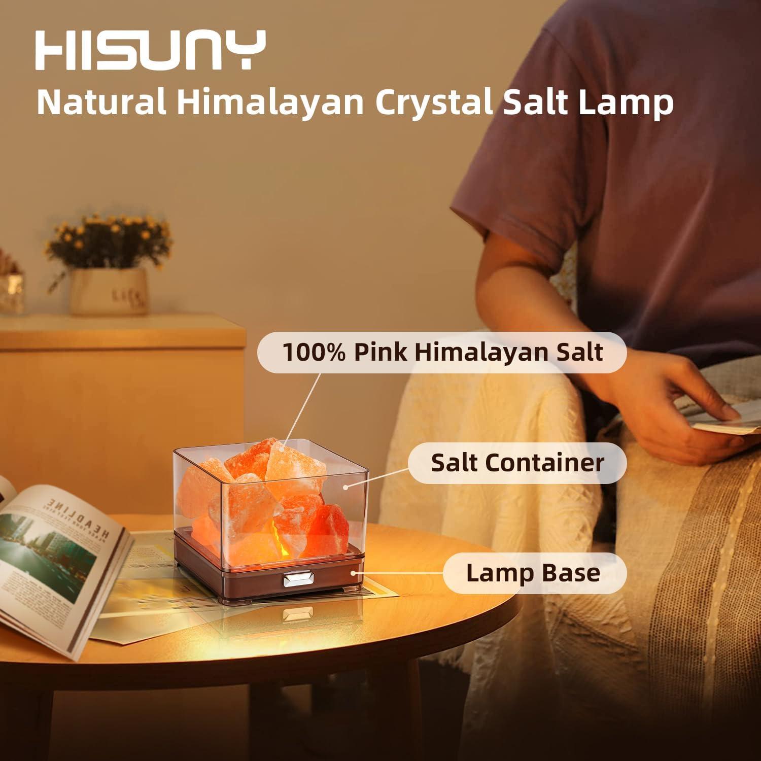 Lámpara de Sal del Himalaya HISUNY Táctil LED 23.6cm Rosa