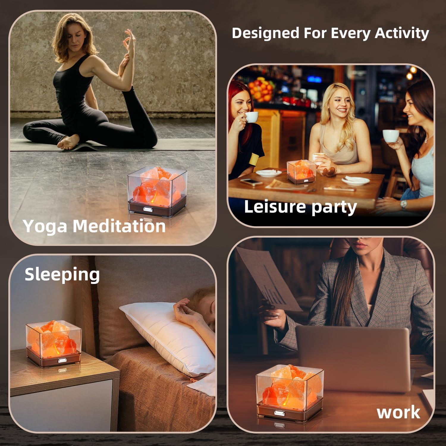 Lámpara de Sal del Himalaya HISUNY Táctil LED 23.6cm Rosa