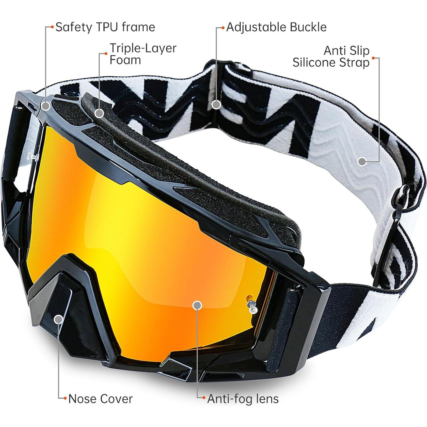 Gafas de Motocross NENKI con Protector Nasal y Lente Antivaho
