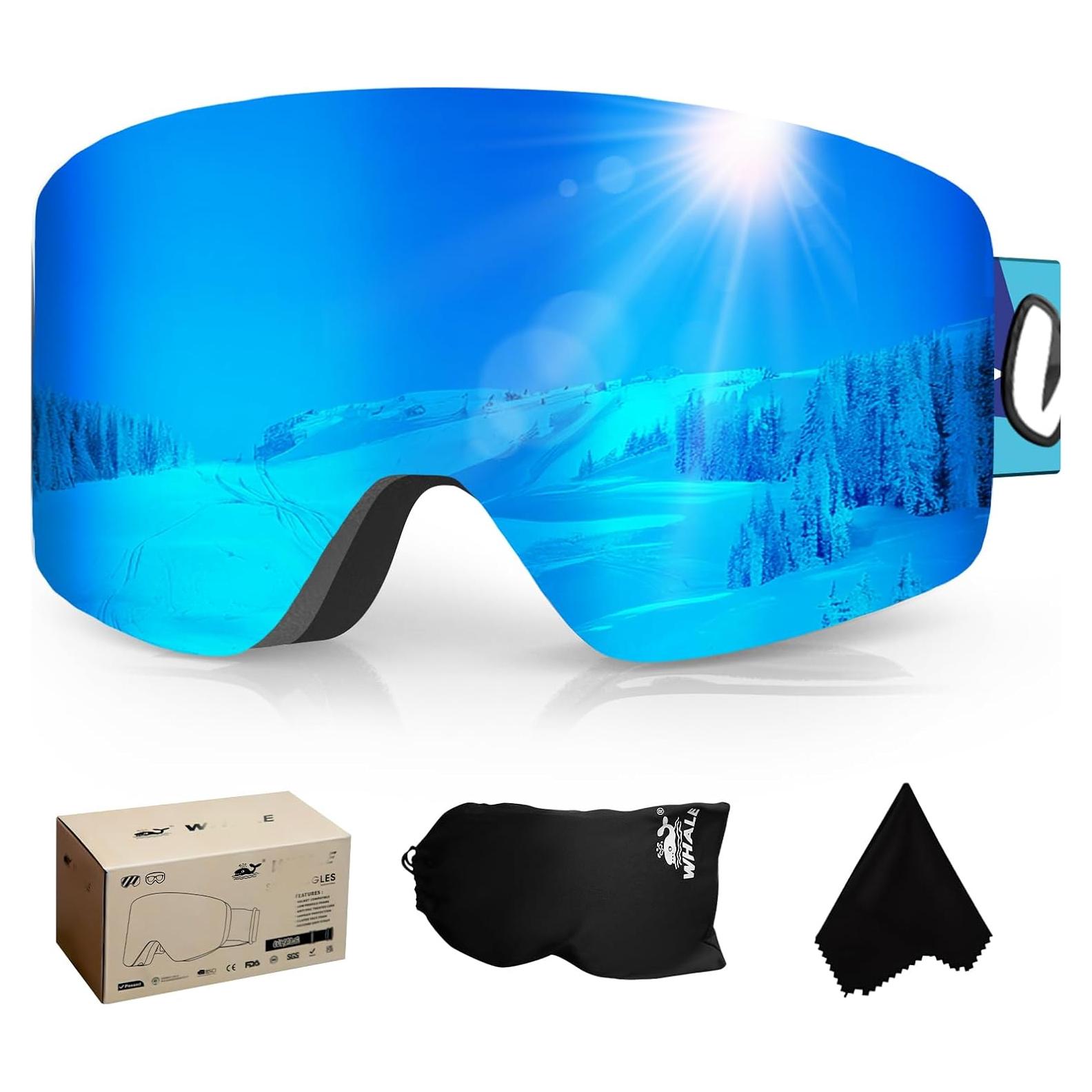 Gafas de Esquí Whale Unisex 100% UV400 Lentes Reemplazables