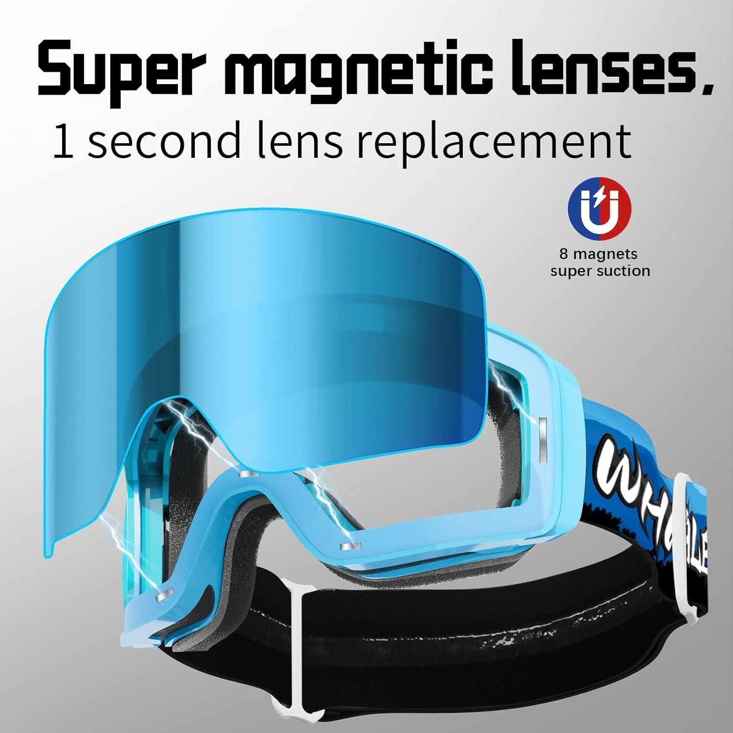 Gafas de Esquí Whale Unisex 100% UV400 Lentes Reemplazables