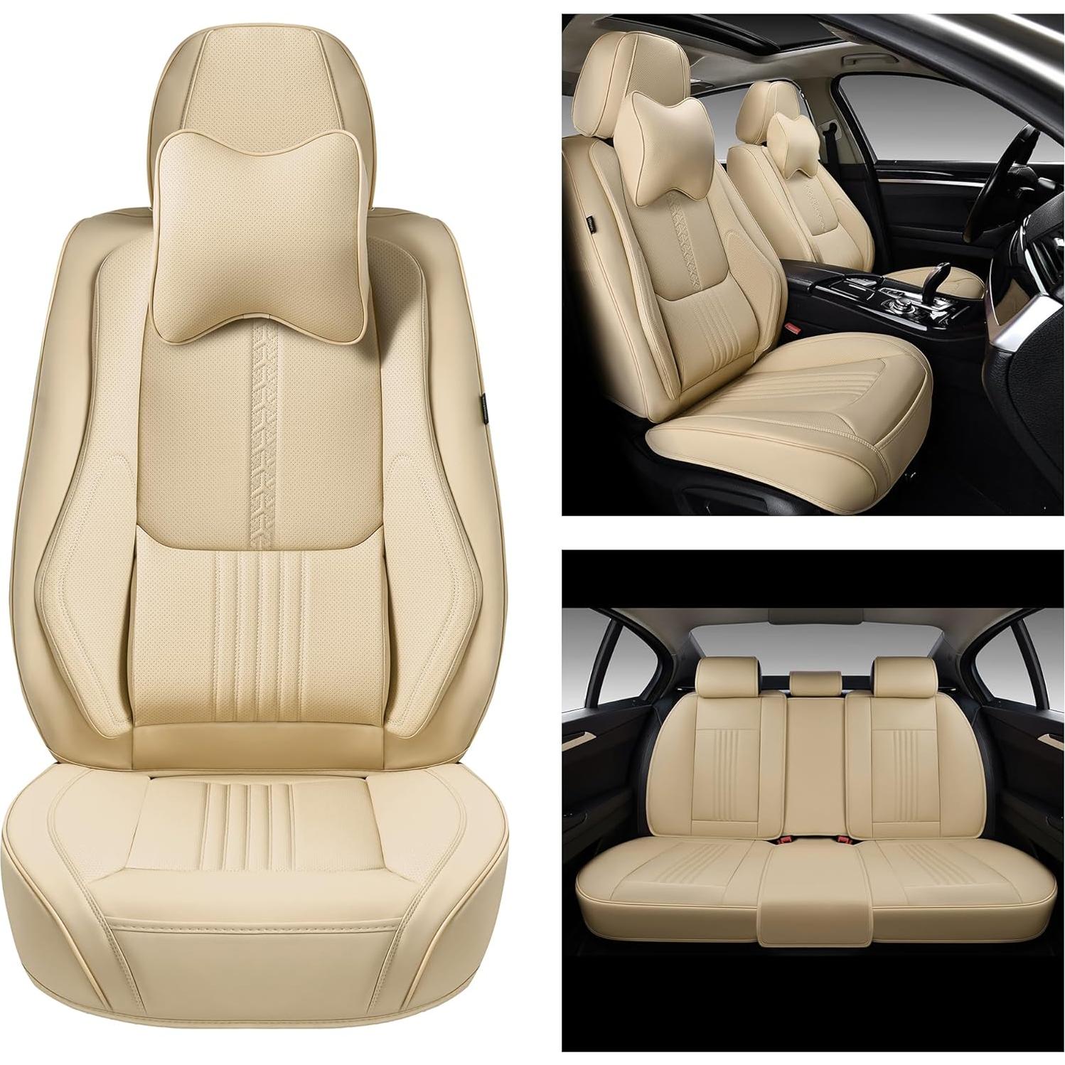 Cubiertas de Asientos de Coche BWTJF Juego Completo Beige