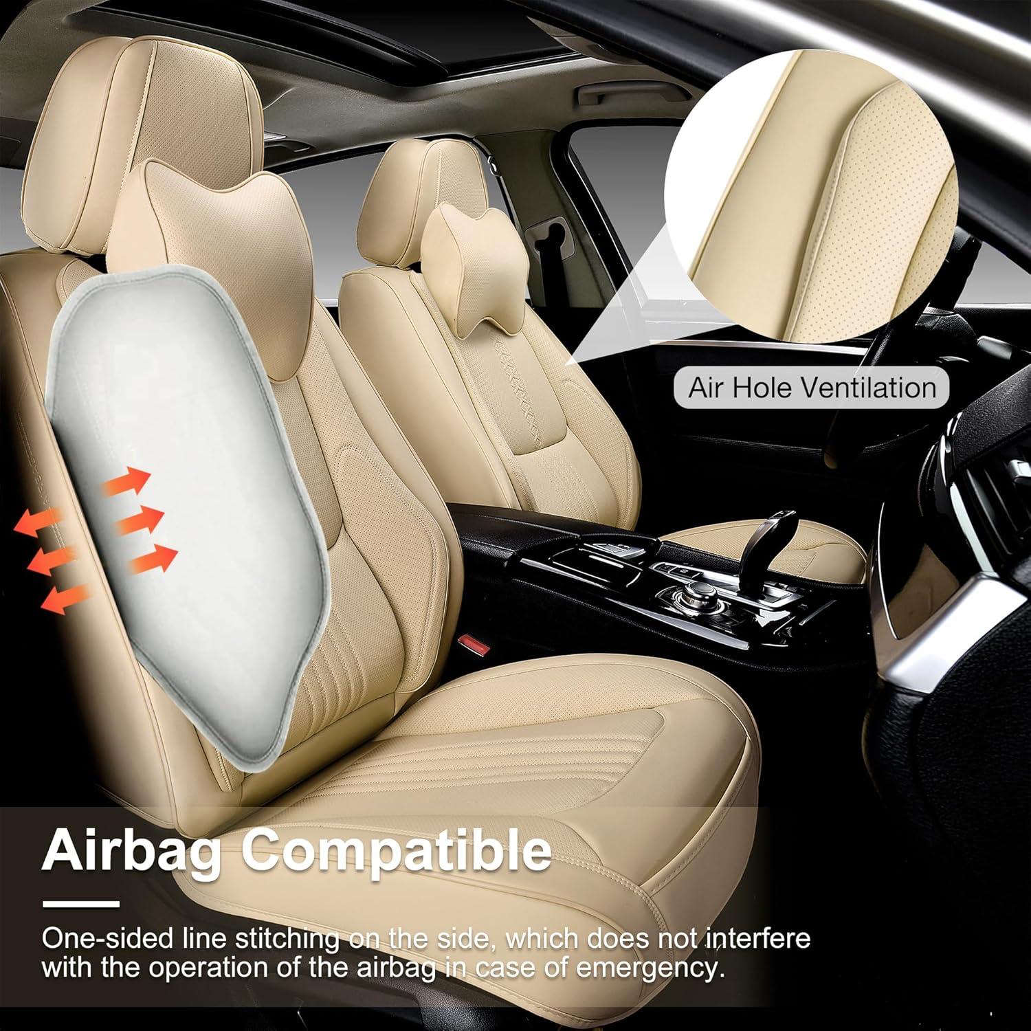 Cubiertas de Asientos de Coche BWTJF Juego Completo Beige